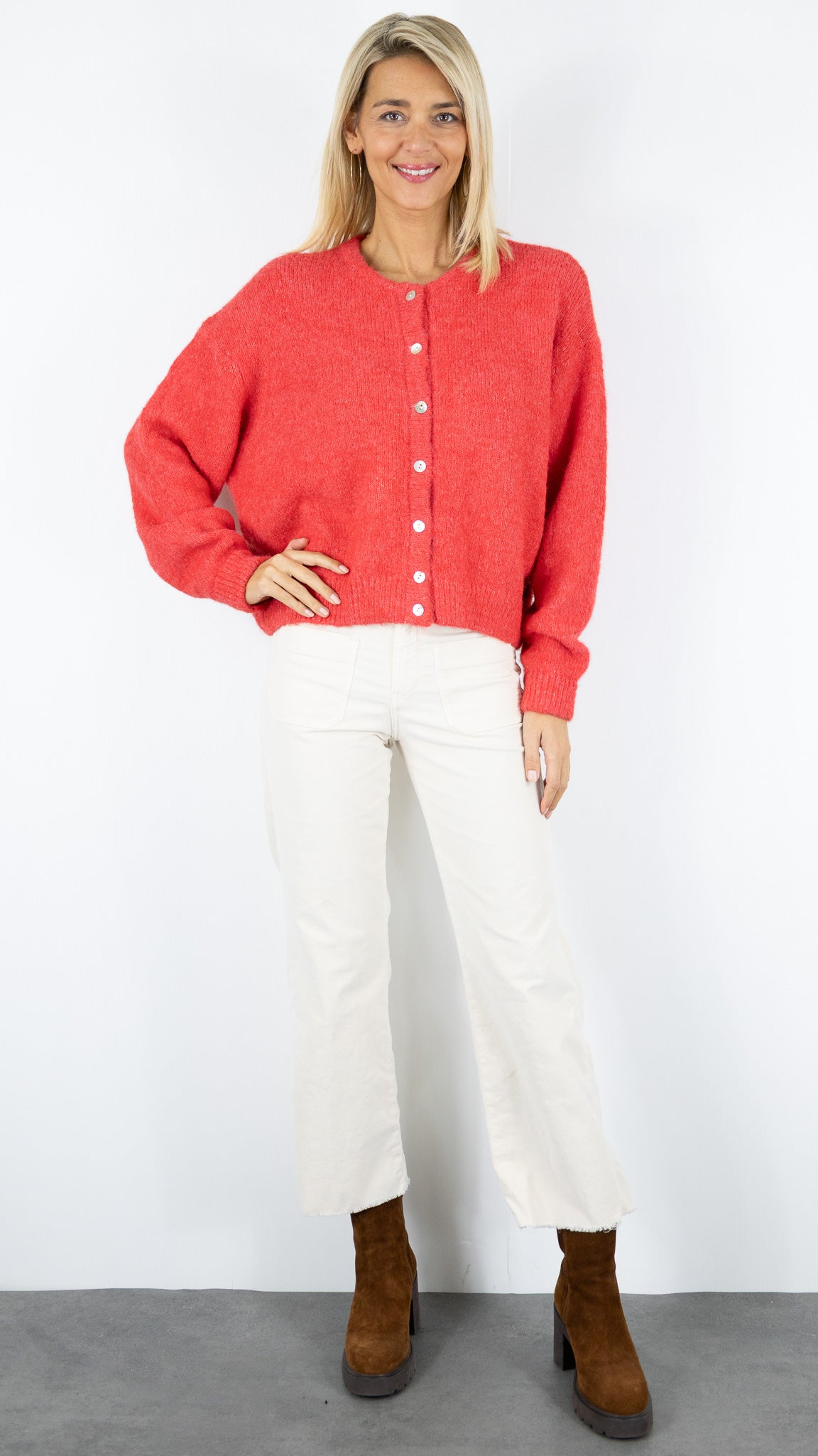 CARDIGAN CHINÉ 997 LILI ET LALA#color_CORAIL