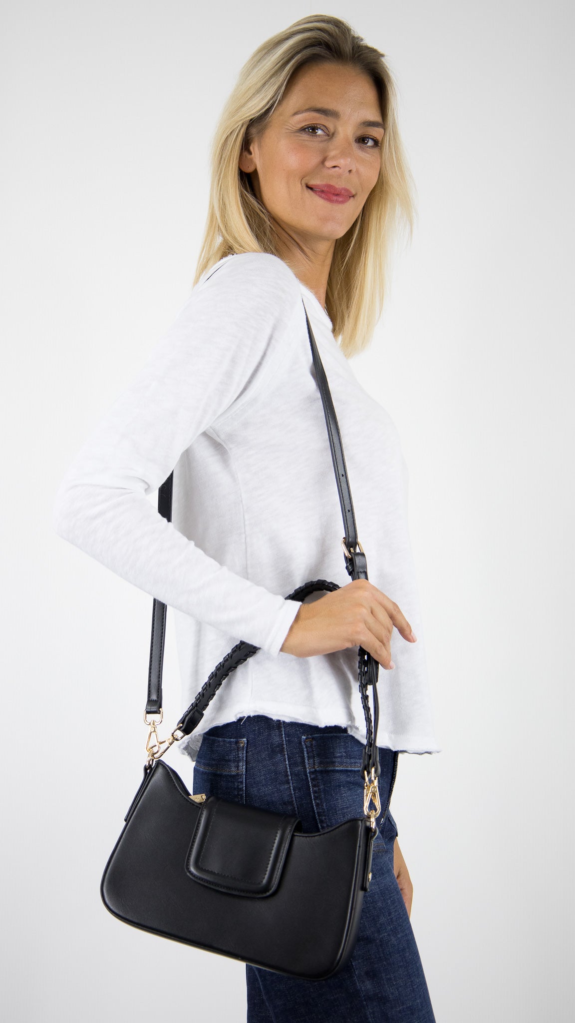 PETIT SAC A RABAT AVEC ANSE AMOVIBLE EN CUIR VEGAN VOUS A461#COLOR_NOIR