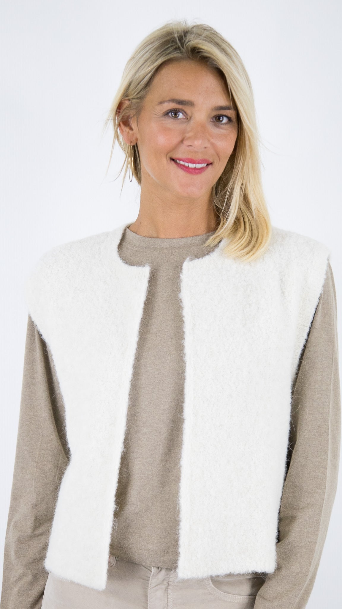 GILET SANS MANCHES BOUCLETTE DES PETITS HAUTS ACHILLE#COLOR_CREME/ECRU