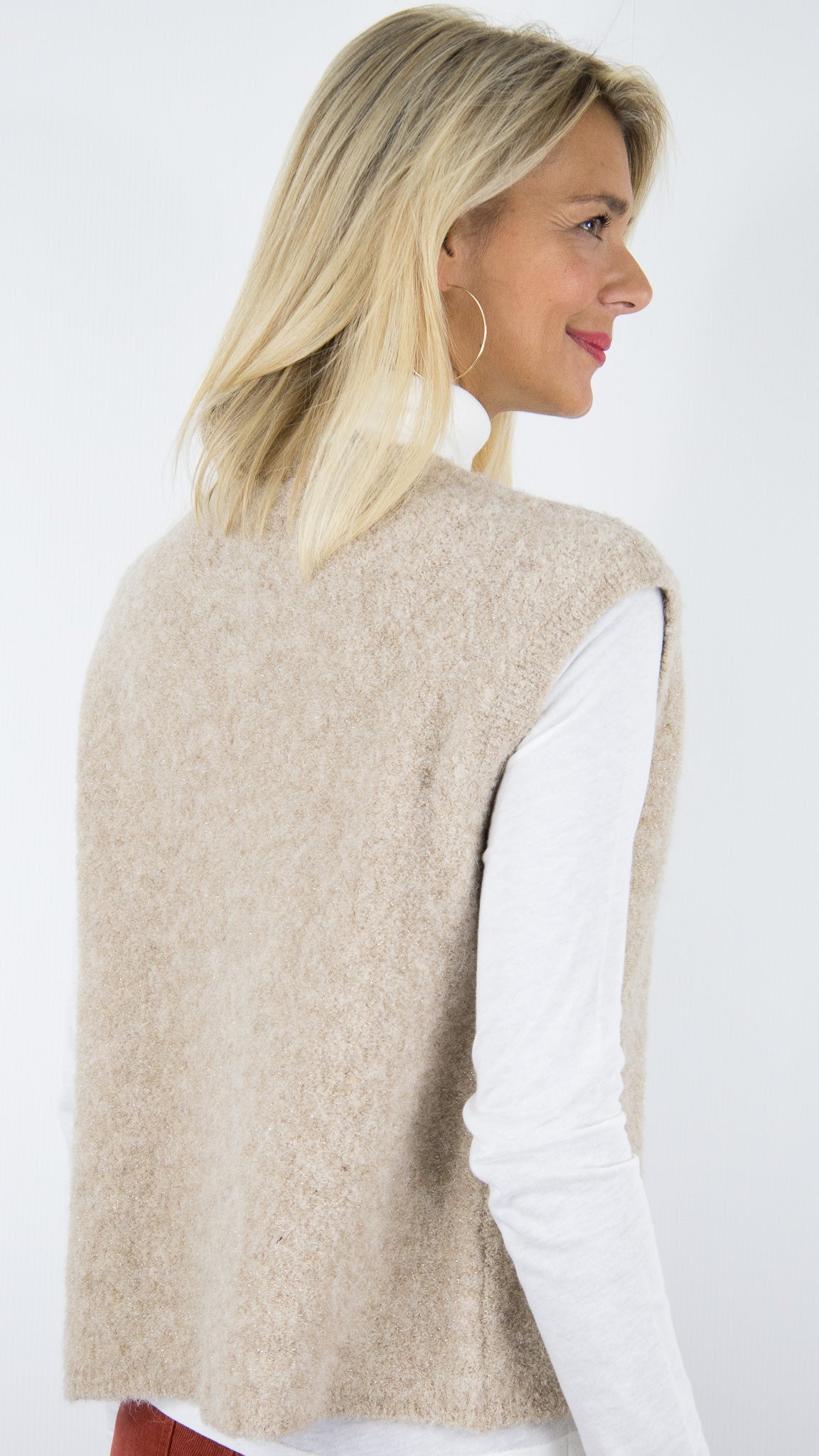 GILET SANS MANCHES BOUCLETTE DES PETITS HAUTS ACHILLE#COLOR_LOUP/BEIGE LUREX