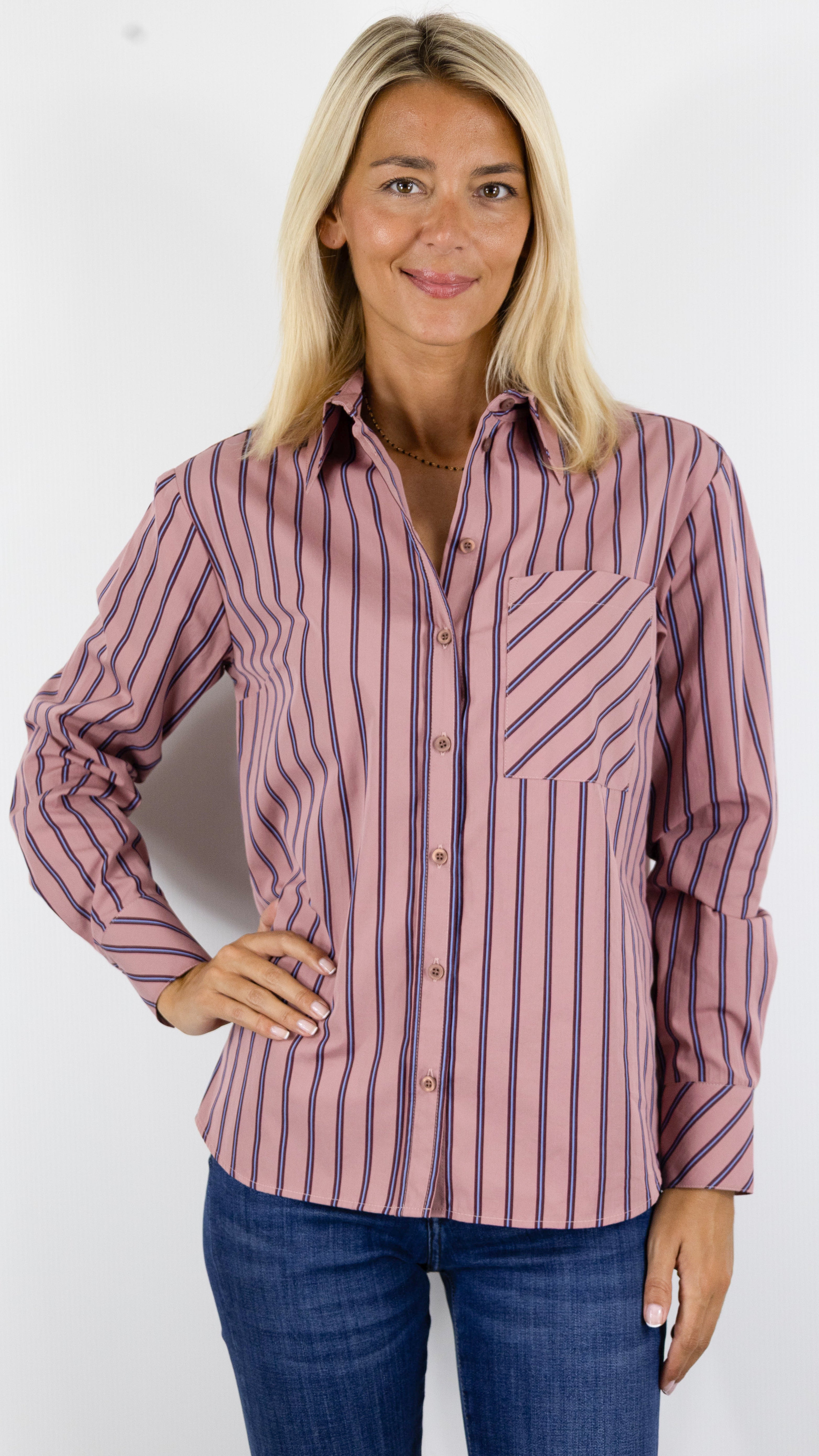 CHEMISE RAYEE DROITE EN COTON TONI 23-45 1440-12 CLYDE#COLOR_410/ROSE