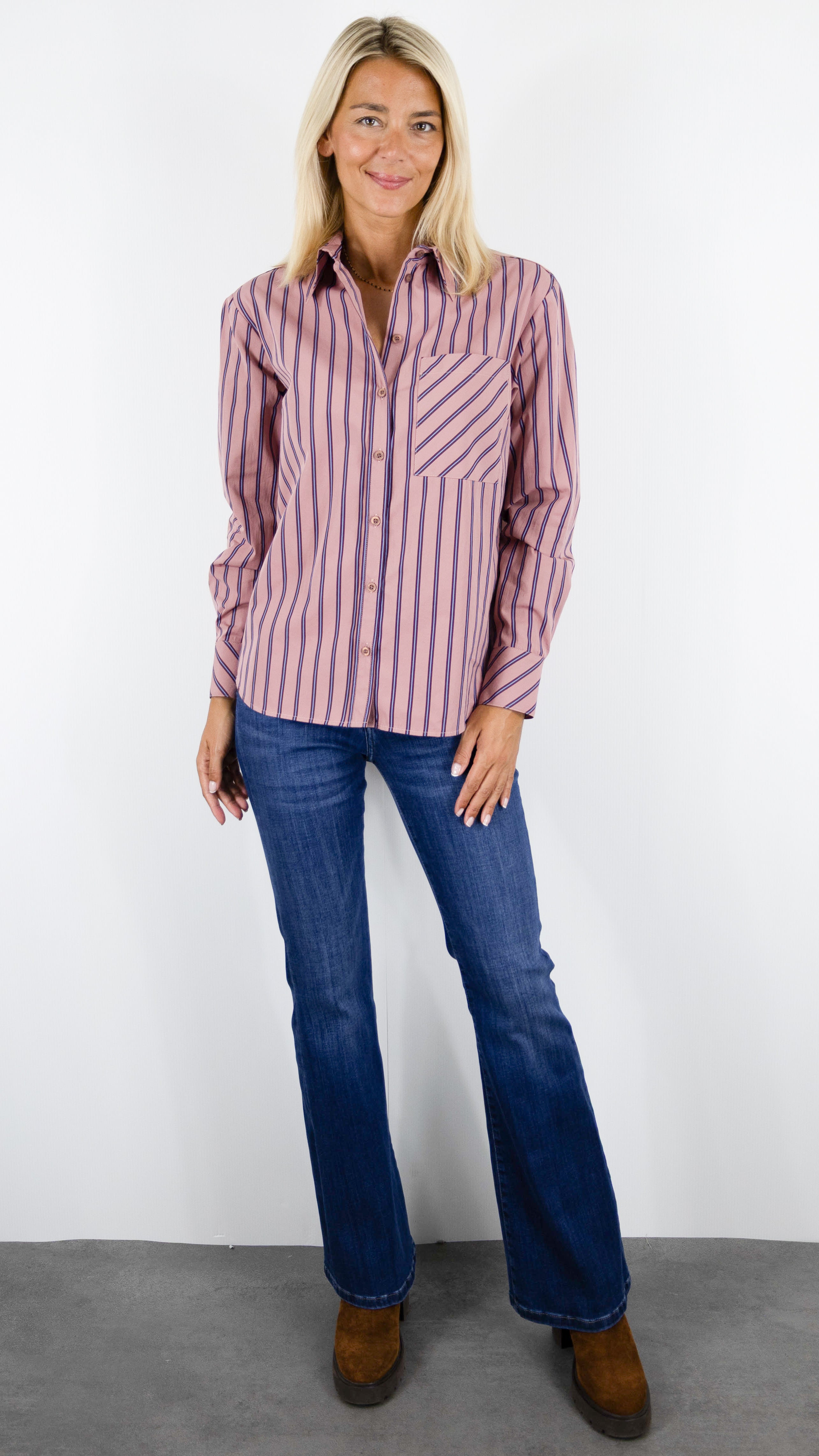 CHEMISE RAYEE DROITE EN COTON TONI 23-45 1440-12 CLYDE#COLOR_410/ROSE