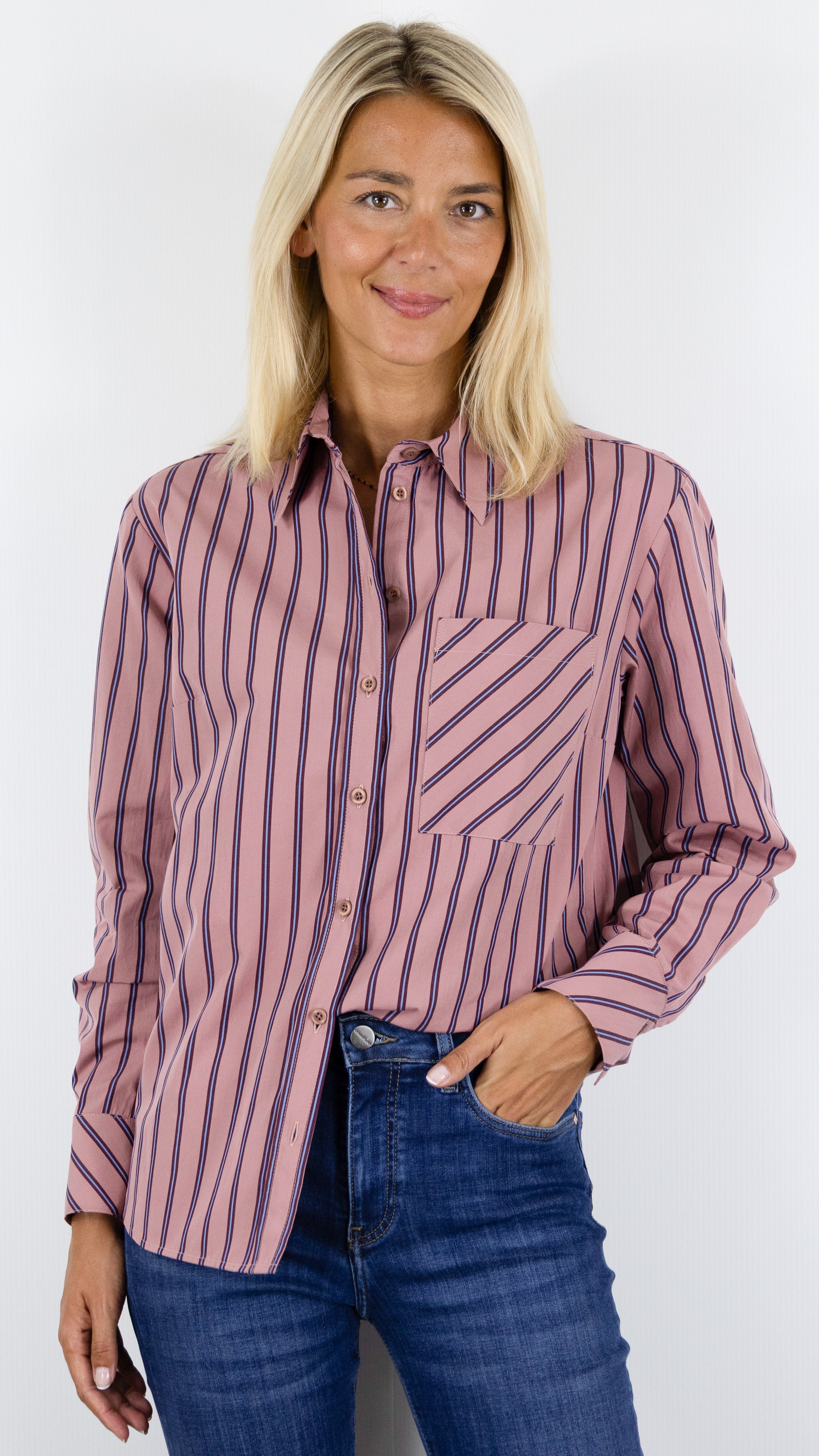 CHEMISE RAYEE DROITE EN COTON TONI 23-45 1440-12 CLYDE#COLOR_410/ROSE