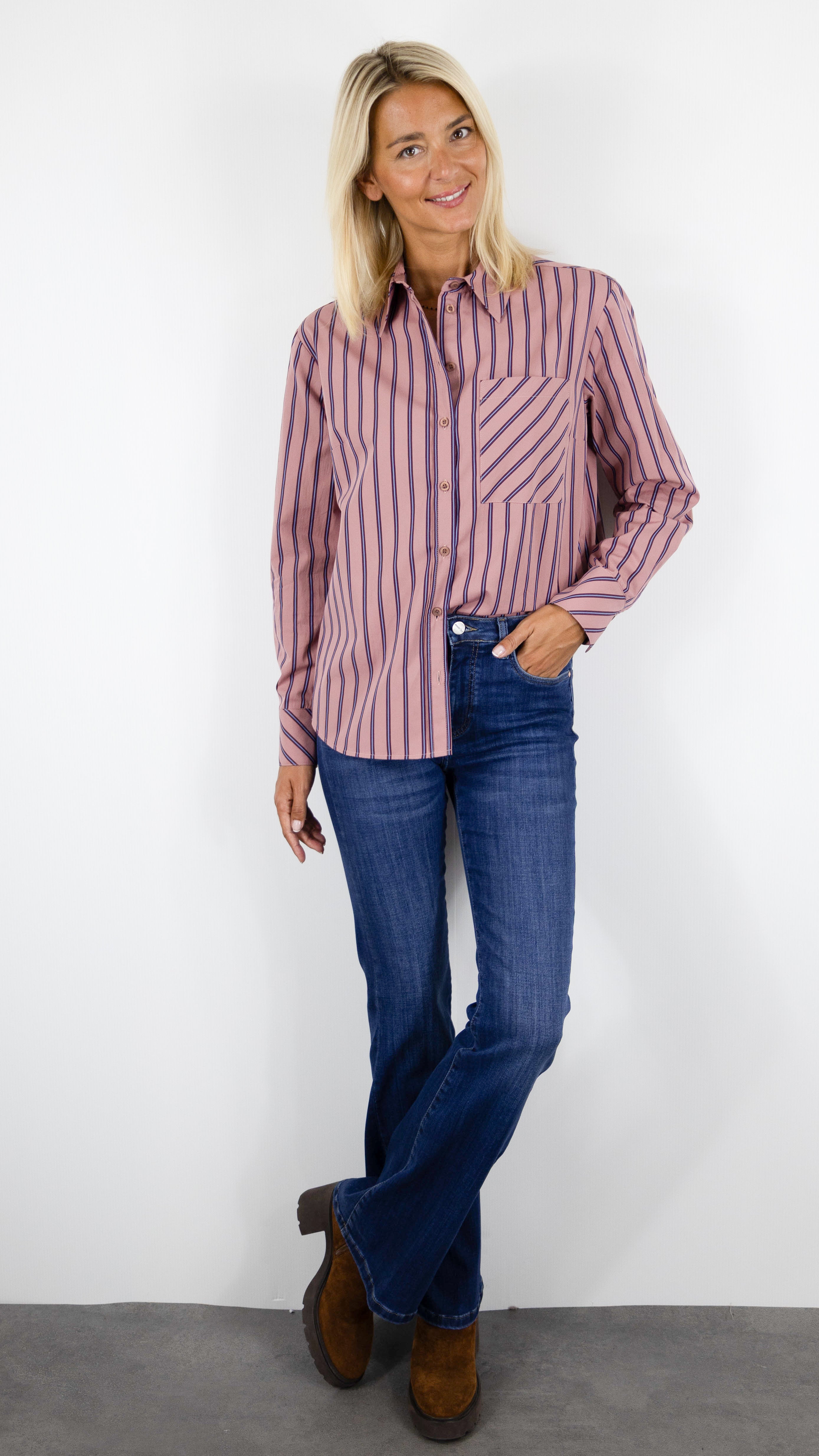 CHEMISE RAYEE DROITE EN COTON TONI 23-45 1440-12 CLYDE#COLOR_410/ROSE