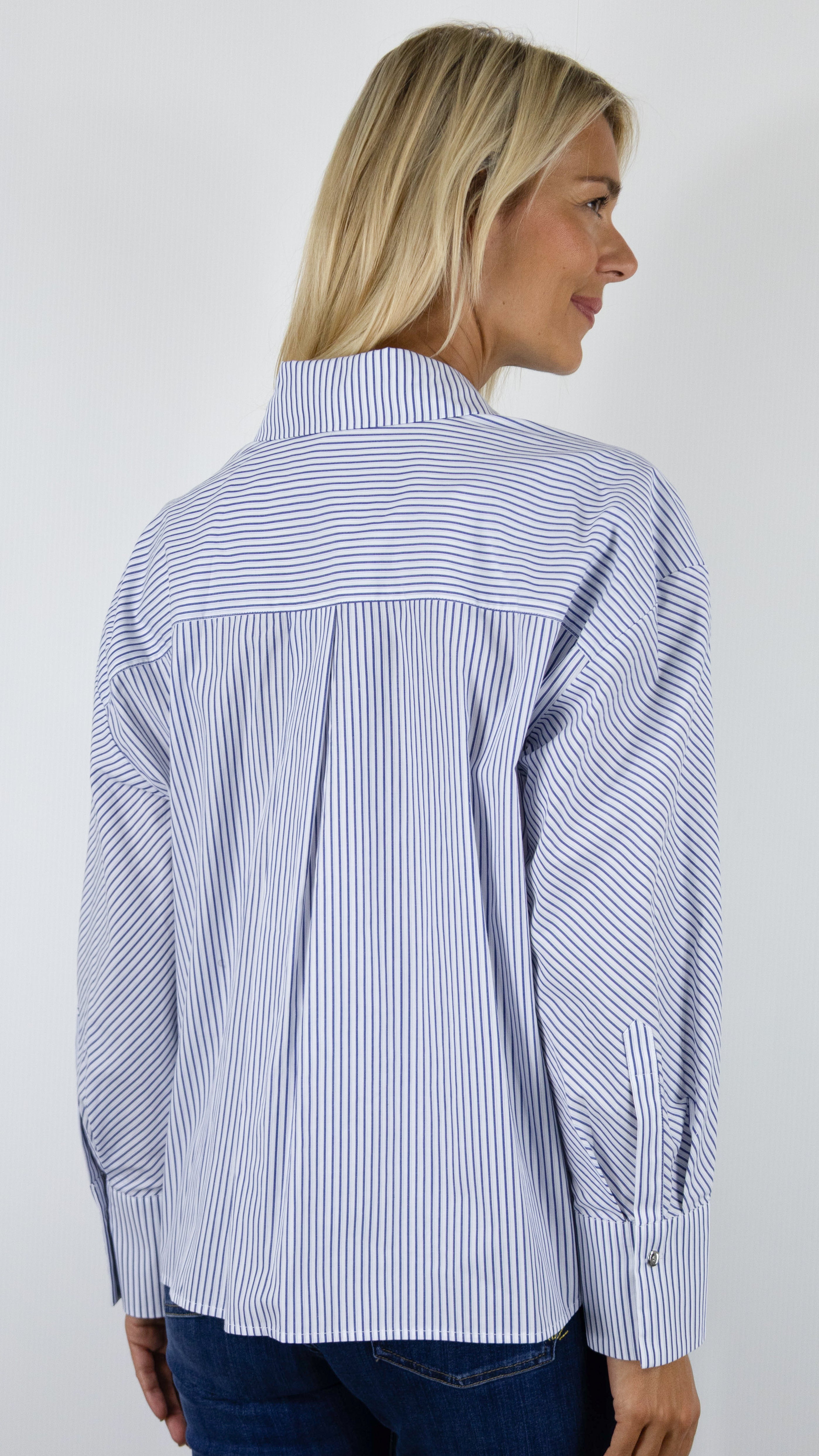 CHEMISE RAYEE POUR FEMME EN COTON AVEC CRAVATE IMPRIMEE AMOVIBLE CAROLINE BISS 4623