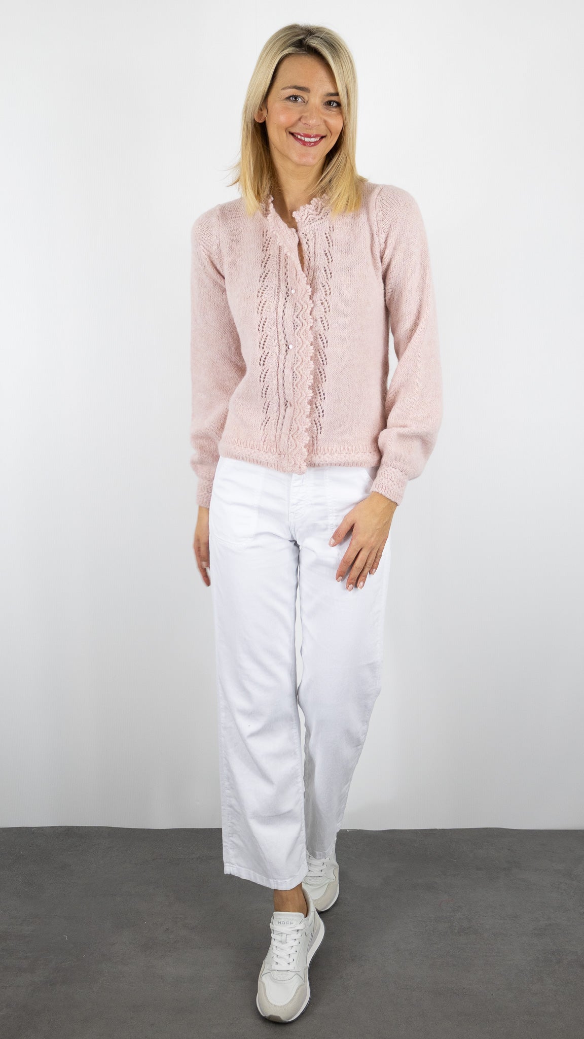 GILET CARDIGAN EN DENTELLE ROSE STUDIO PARISIEN AI25109 