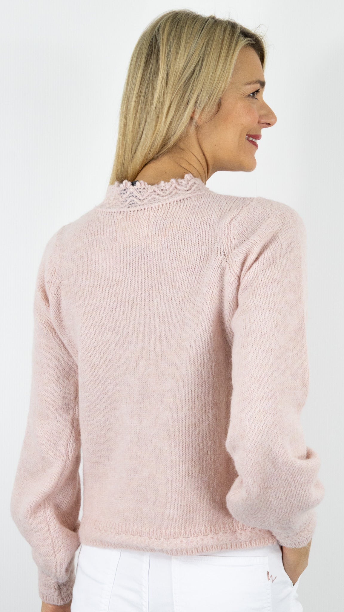 GILET CARDIGAN EN DENTELLE ROSE STUDIO PARISIEN AI25109 