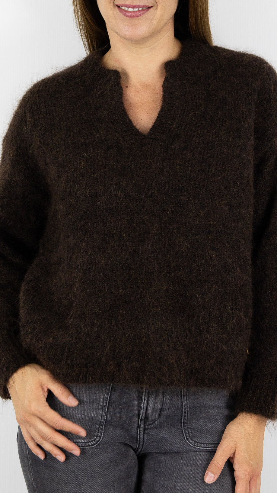 PULL COL TUNISIEN EN KID MOHAIR POUR FEMME DES PETITS HAUTS ALABAMA#COLOR_COFFEE/CHOCO
