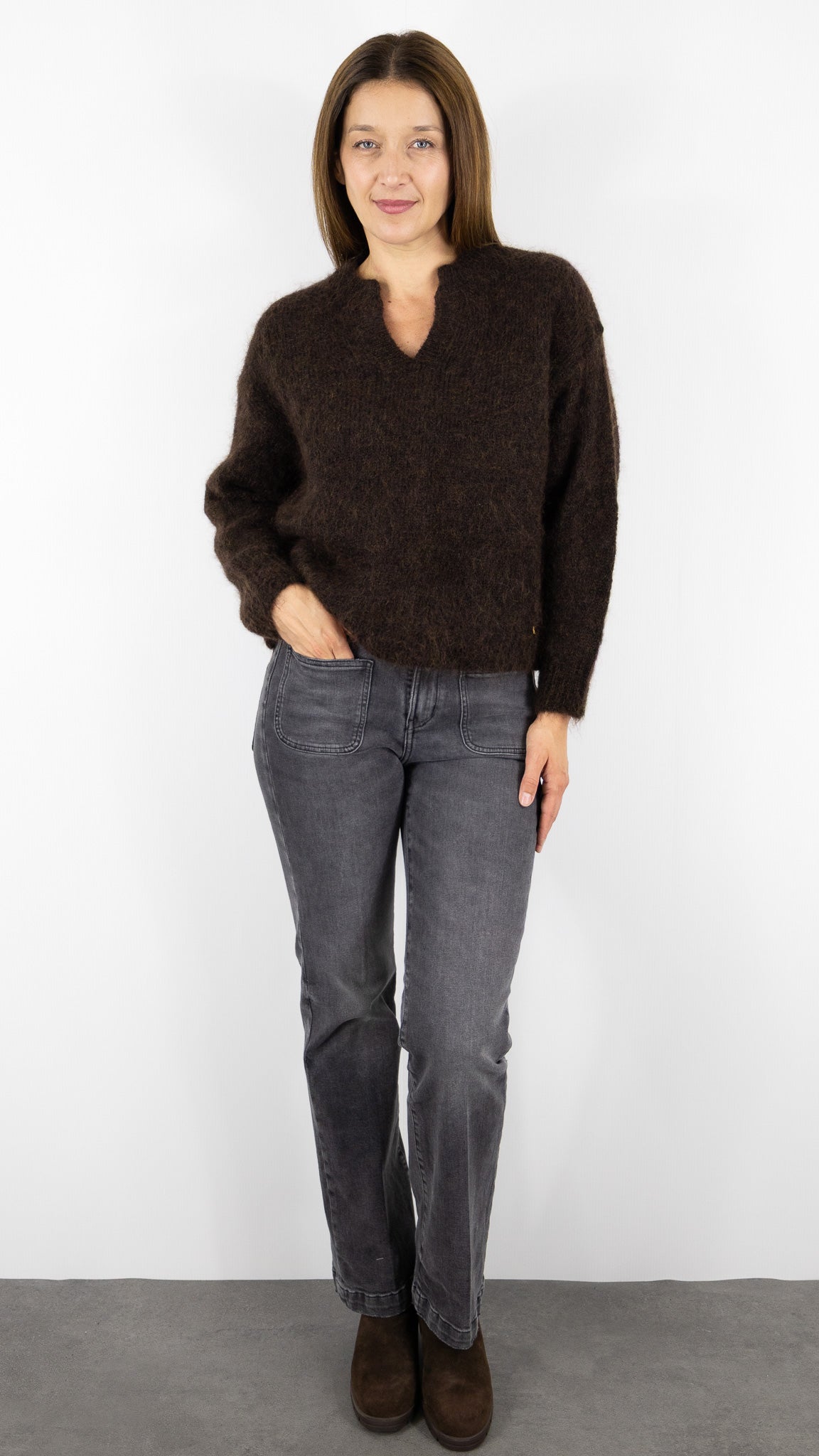 PULL COL TUNISIEN EN KID MOHAIR POUR FEMME DES PETITS HAUTS ALABAMA#COLOR_COFFEE/CHOCO