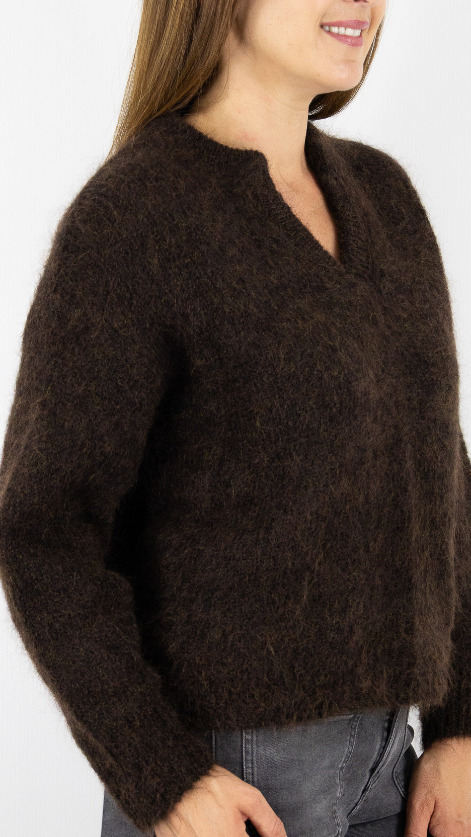 PULL COL TUNISIEN EN KID MOHAIR POUR FEMME DES PETITS HAUTS ALABAMA#COLOR_COFFEE/CHOCO