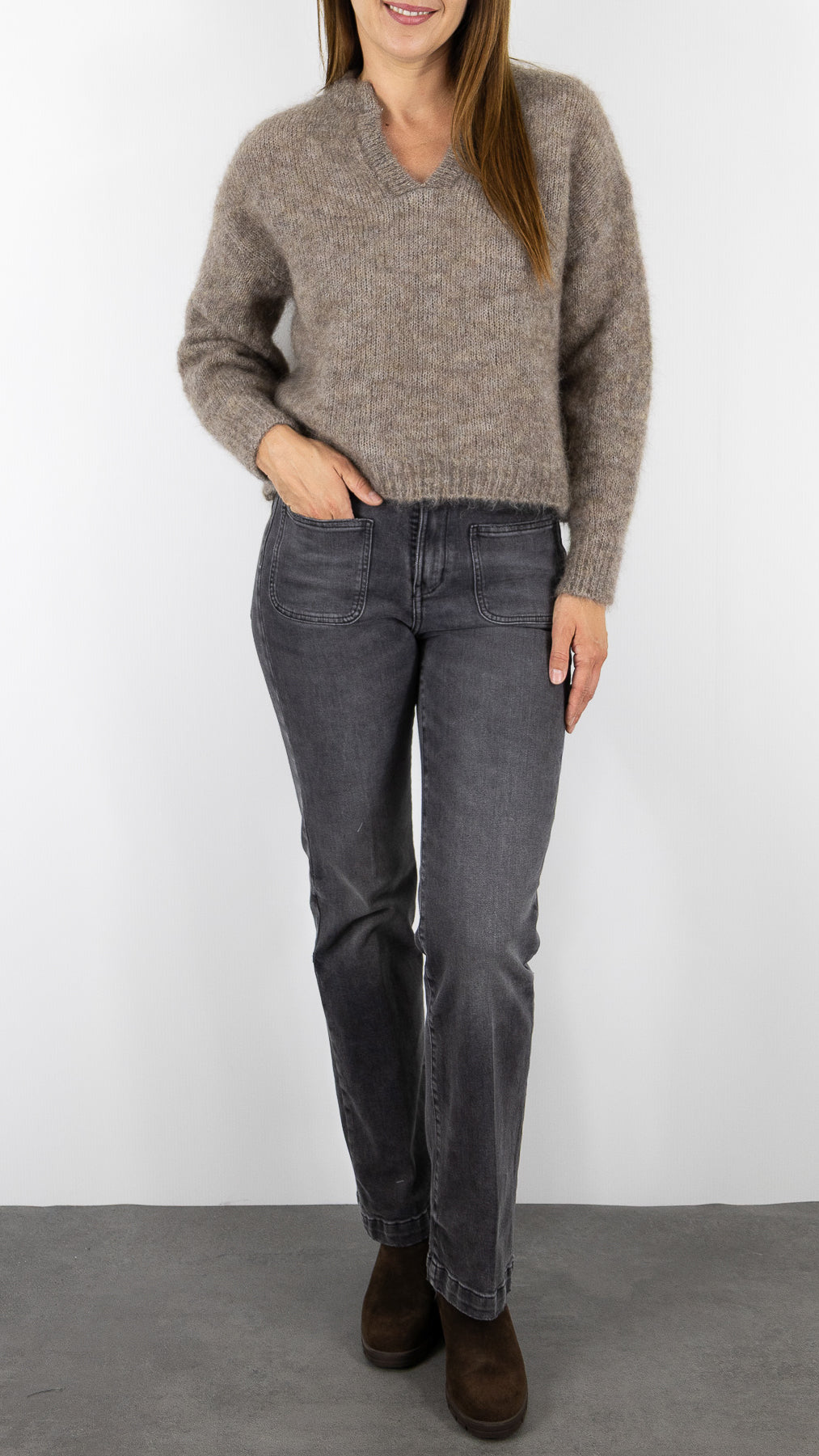 PULL COL TUNISIEN EN KID MOHAIR POUR FEMME DES PETITS HAUTS ALABAMA#COLOR_LOUP/TAUPE