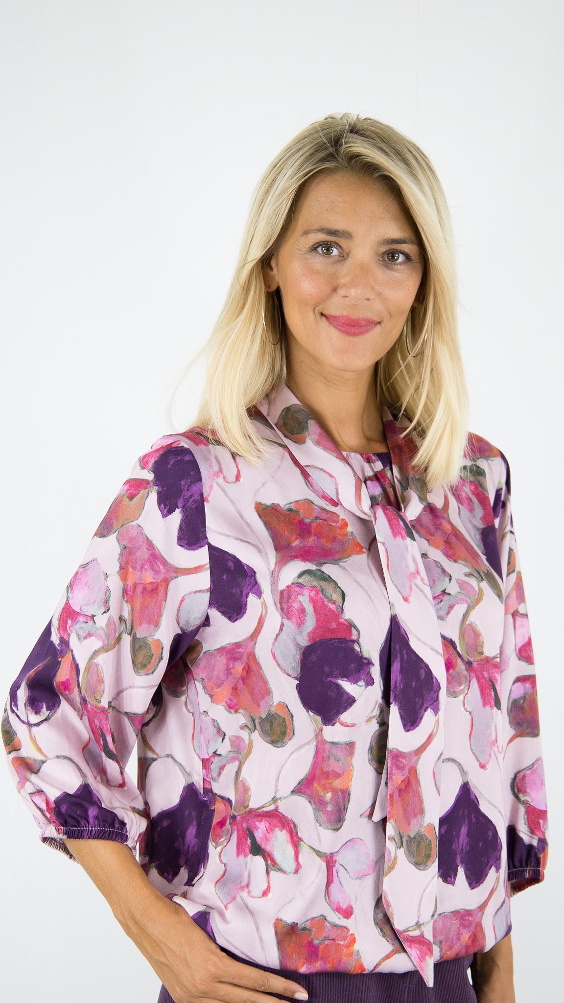 TUNIQUE FLUIDE ELASTIQUE IMPRIME ROSE PARME FLEURI BIANCA ALANA 65017