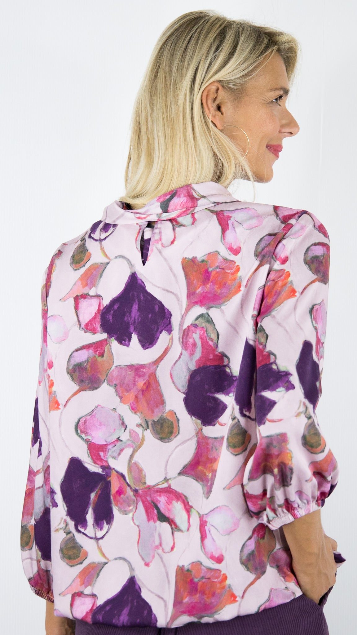 TUNIQUE FLUIDE ELASTIQUE IMPRIME ROSE PARME FLEURI BIANCA ALANA 65017