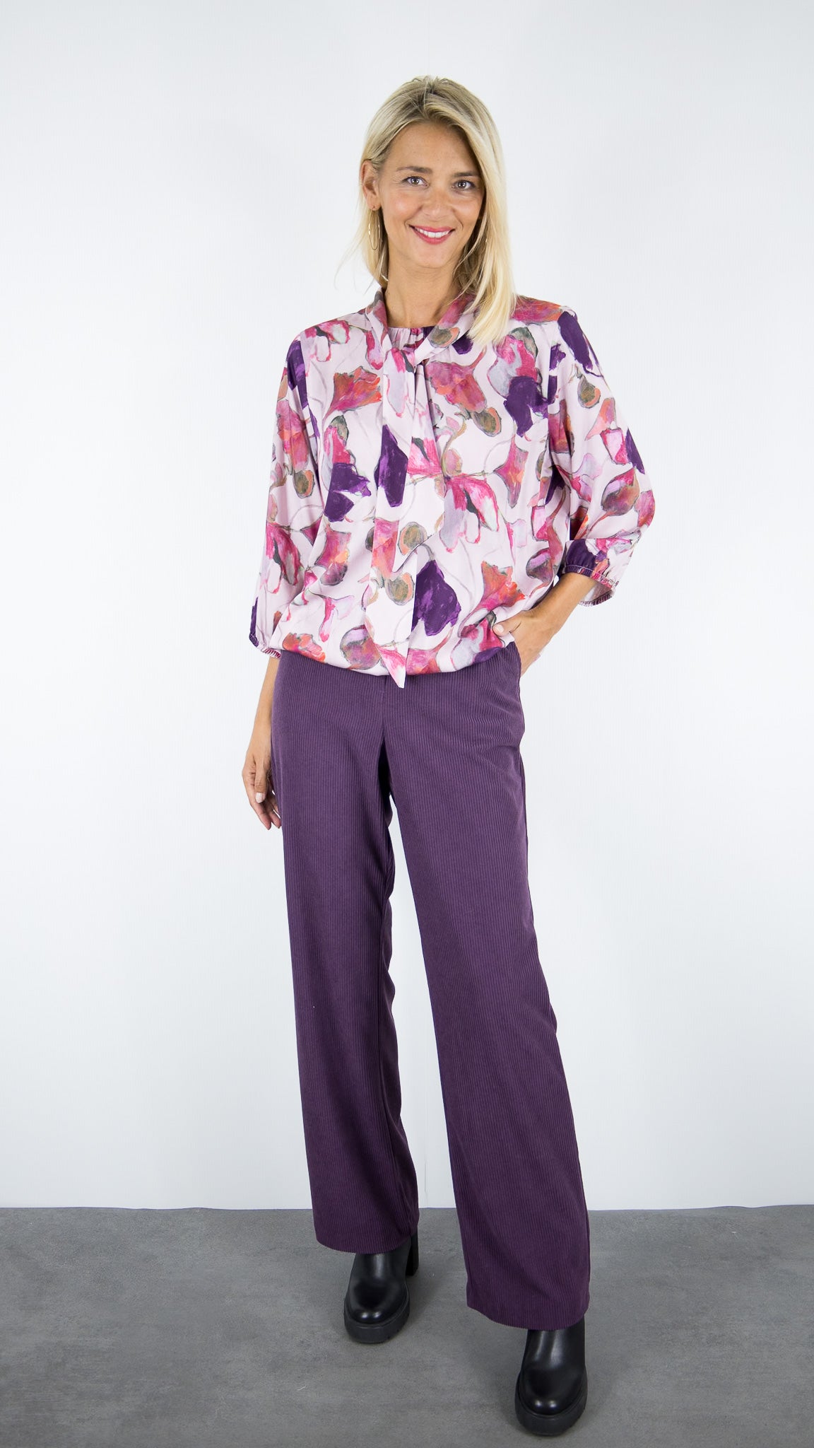 TUNIQUE FLUIDE ELASTIQUE IMPRIME ROSE PARME FLEURI BIANCA ALANA 65017