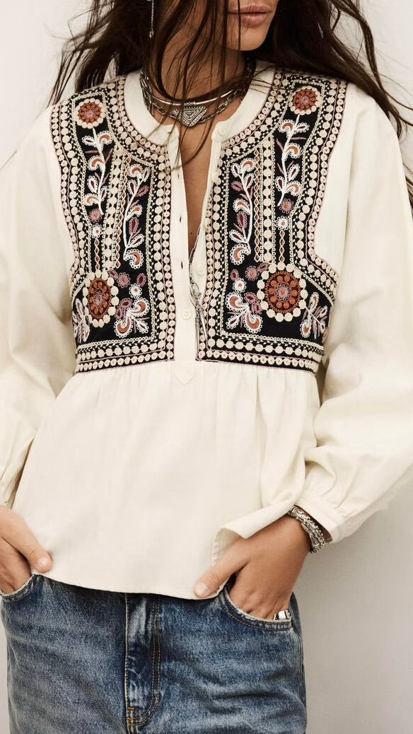 BLOUSE BRODEE ECRUE BASH ALEC
