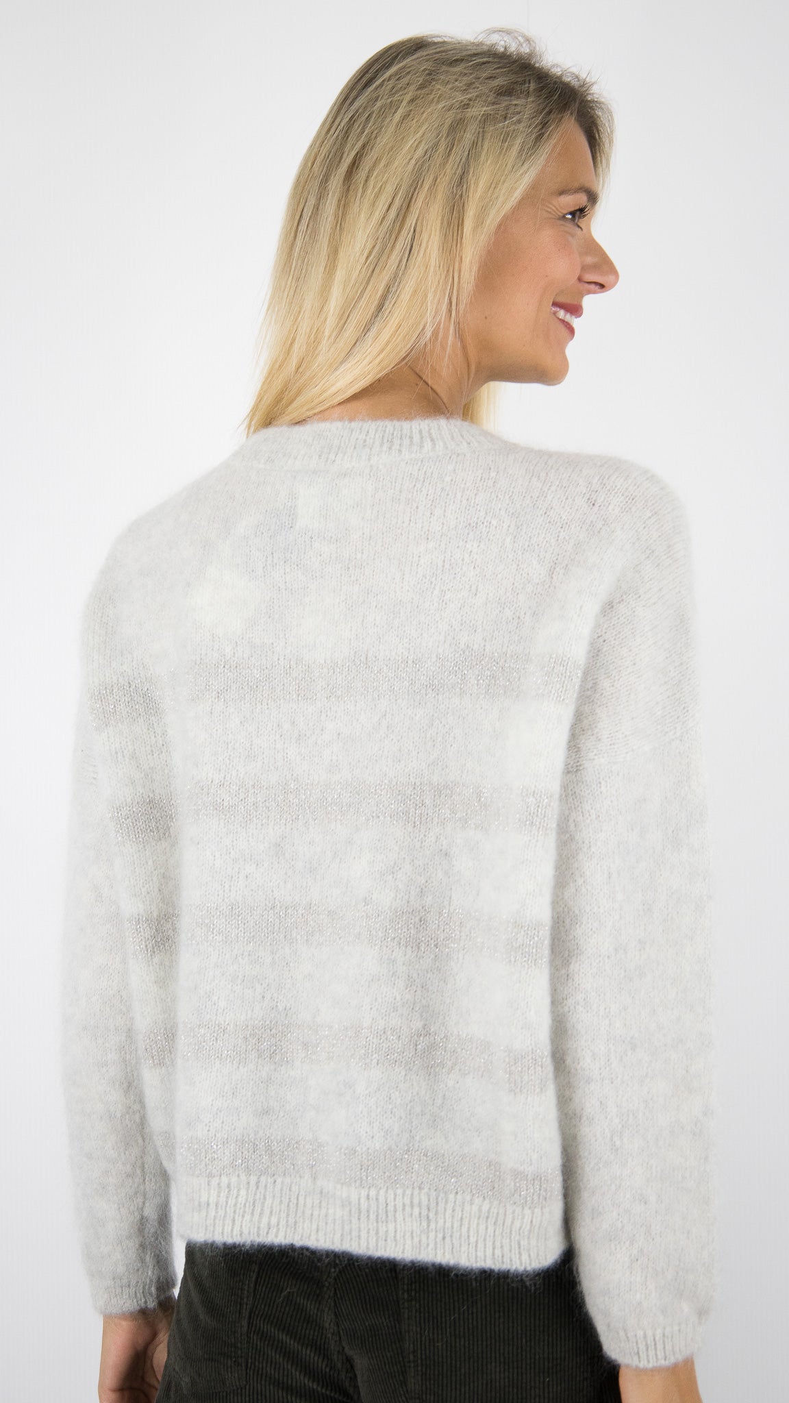 PULL RAYE EN KID MOHAIR POUR FEMME DES PETITS HAUTS ALEO#COLOR_GRIS CHINE/ARGENT