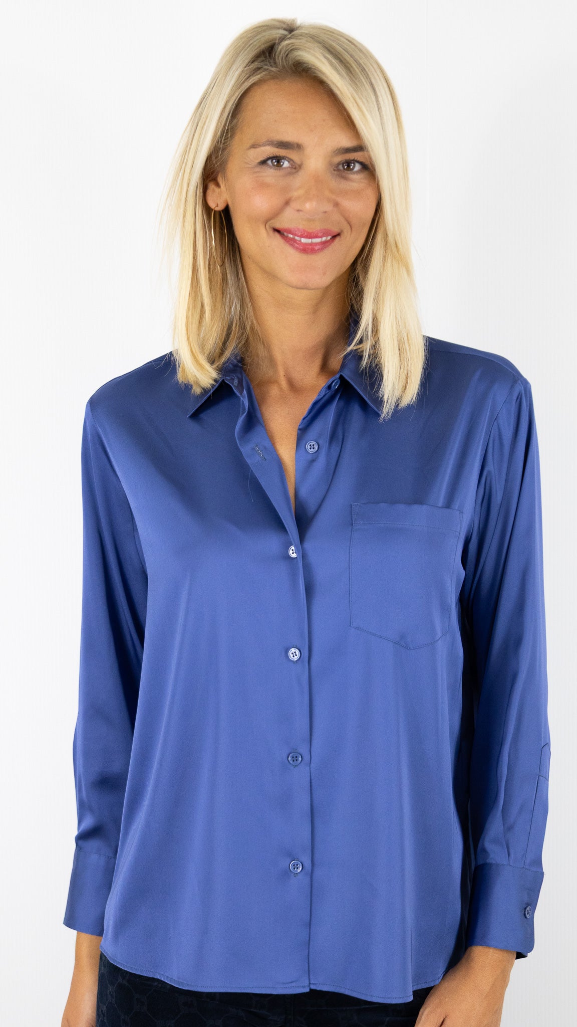 CHEMISE EN SOIE BLEU OCEAN GERARD DAREL DCC16 C128