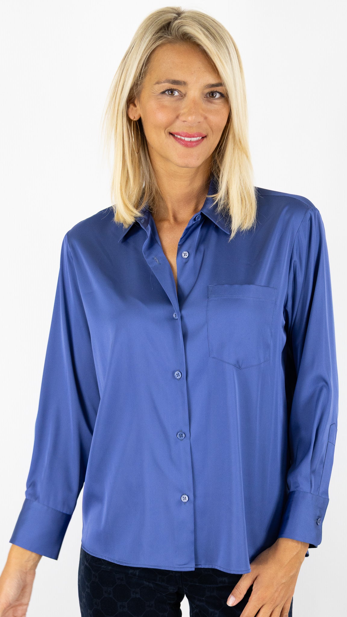 CHEMISE EN SOIE BLEU OCEAN GERARD DAREL DCC16 C128