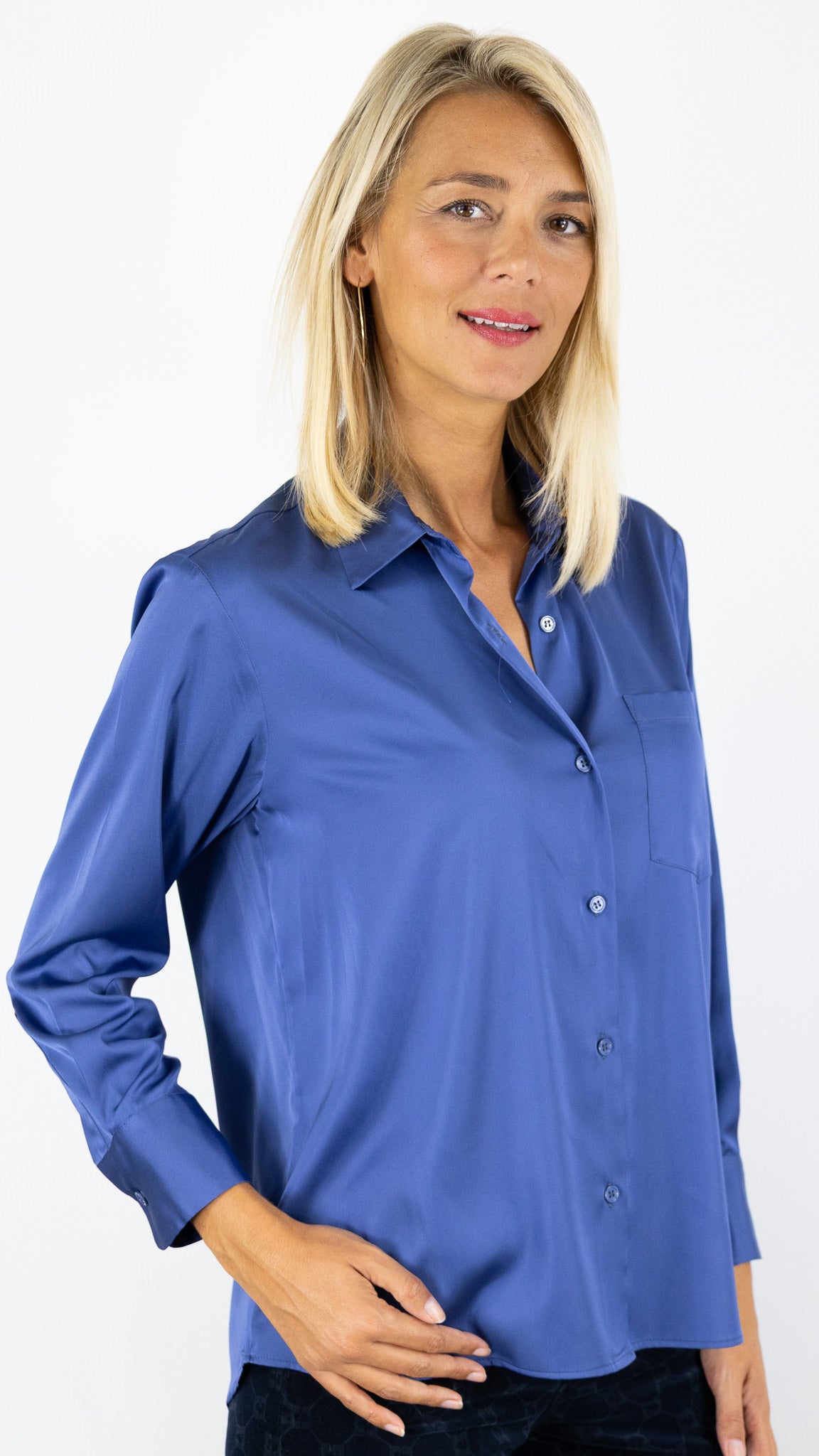 CHEMISE EN SOIE BLEU OCEAN GERARD DAREL DCC16 C128