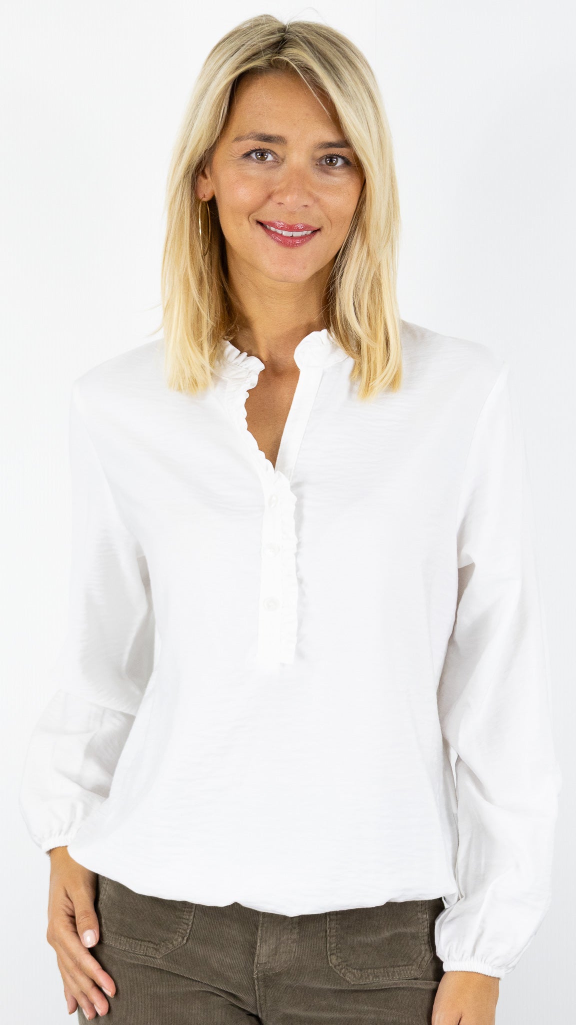 BLOUSE VOLANTEE CREME FEMME BIANCA ALIN 65025
