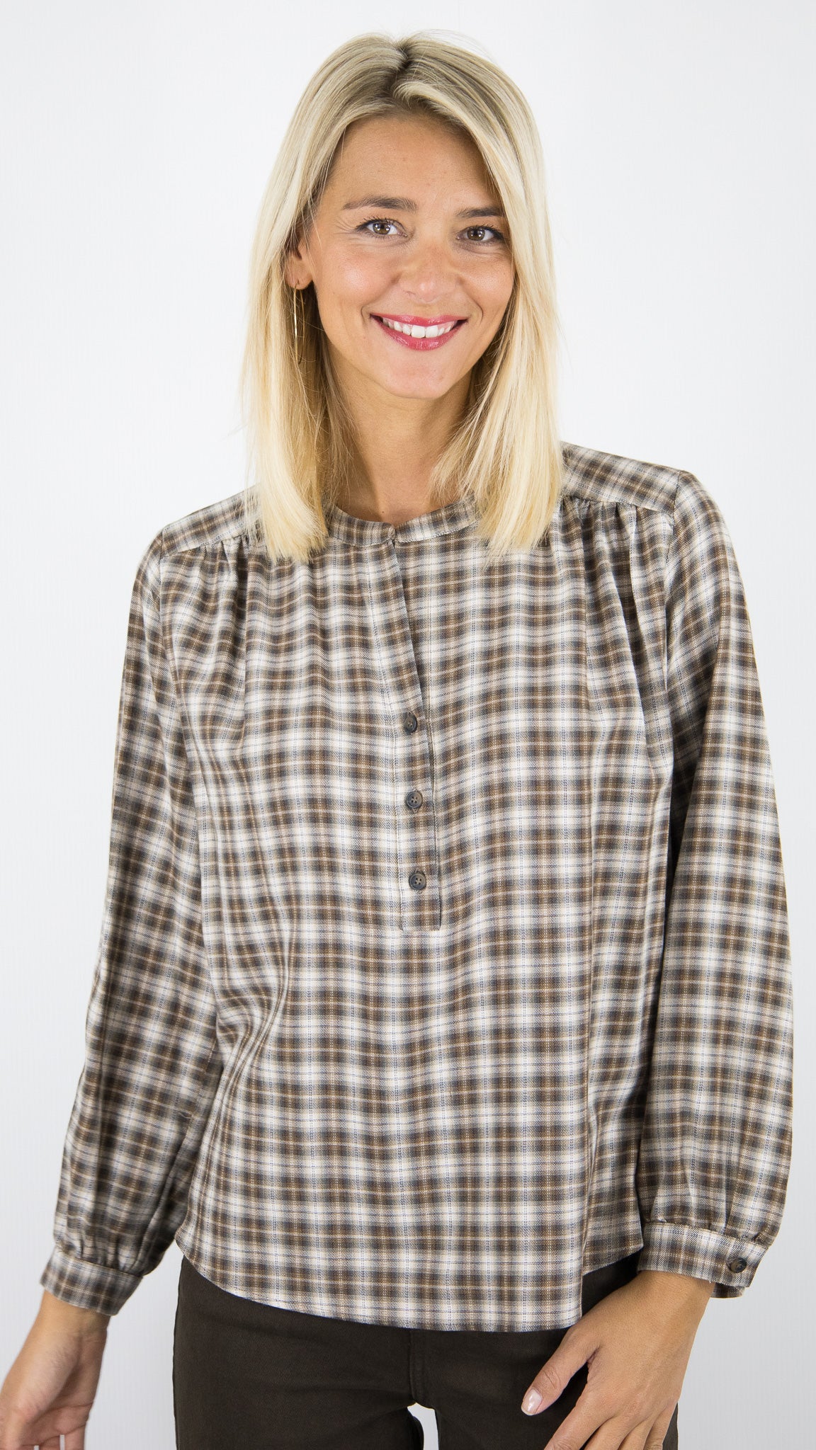 BLOUSE AMPLE A CARREAUX BEIGE GERARD DAREL ALINE