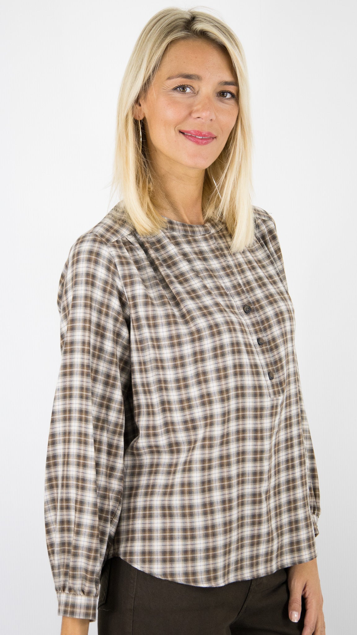 BLOUSE AMPLE A CARREAUX BEIGE GERARD DAREL ALINE