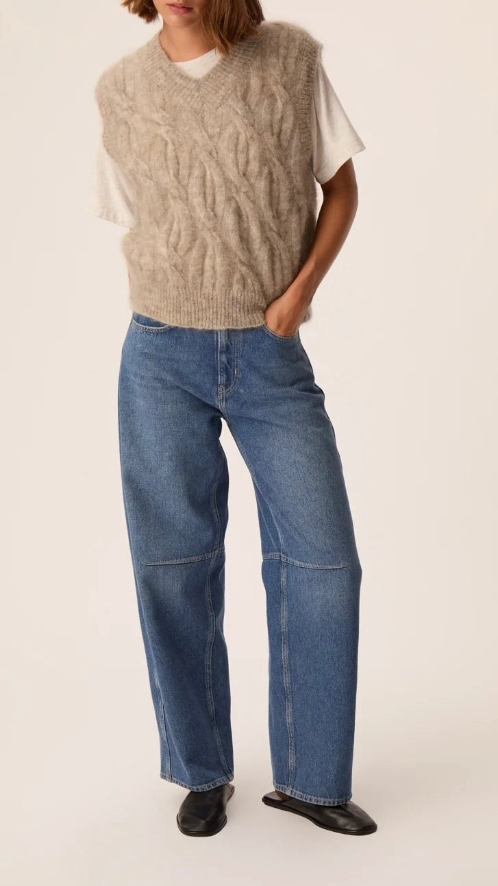 PULL SANS MANCHES TORSADE POUR FEMME DES PETITS HAUTS ALMELIE GALET TAUPE