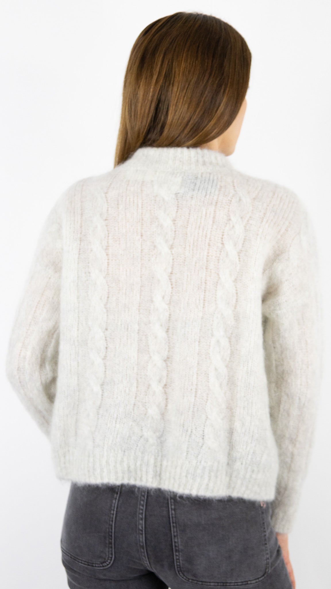PULL TORSADE EN KID MOHAIR GRIS CLAIR CHINE DES PETITS HAUTS ALONZO