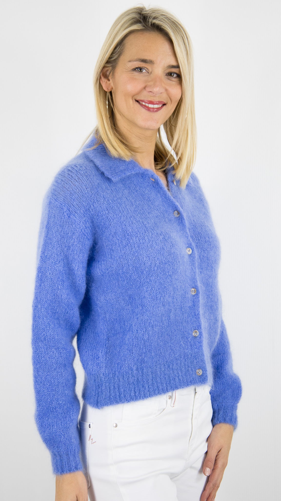 CARDIGAN EN KID MOHAIR POUR FEMME DES PETITS HAUTS ALPOLO#COLOR_CIEL/OUTREMER