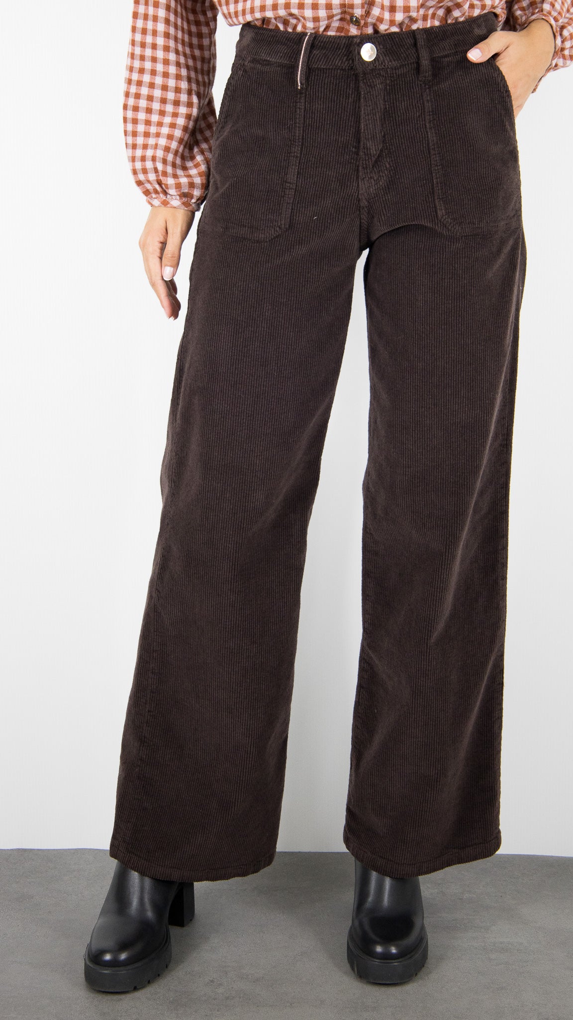 PANTALON LARGE EN VELOUR ISLOW ANDREA ORIGINAL CORD POUR FEMME#COLOR_BRUN/CHOCO