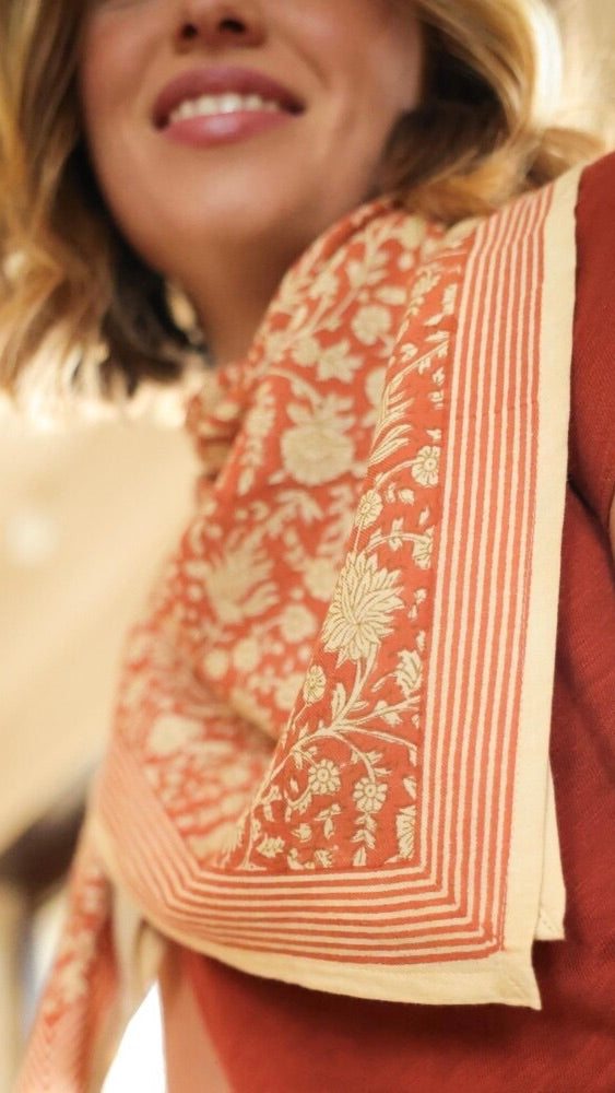 ECHARPE IMPRIME ANJALI BELLEMME KAKI#color_ORANGE BRULEE