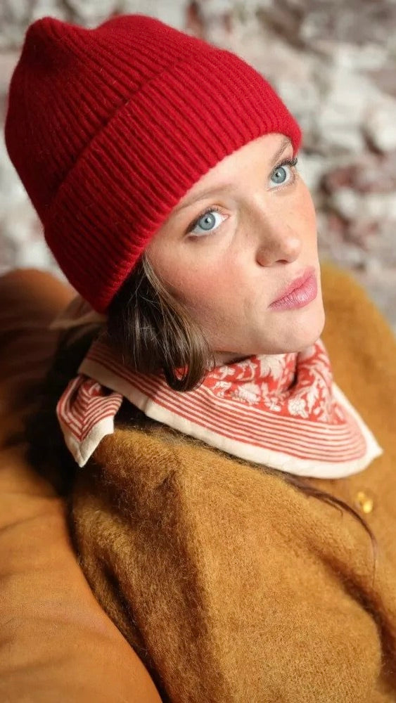 FOULARD IMPRIME FLEURI 100% COTON BELLEMME ANJALI PETIT FORMAT#COLOR_ROUGE BRIQUE