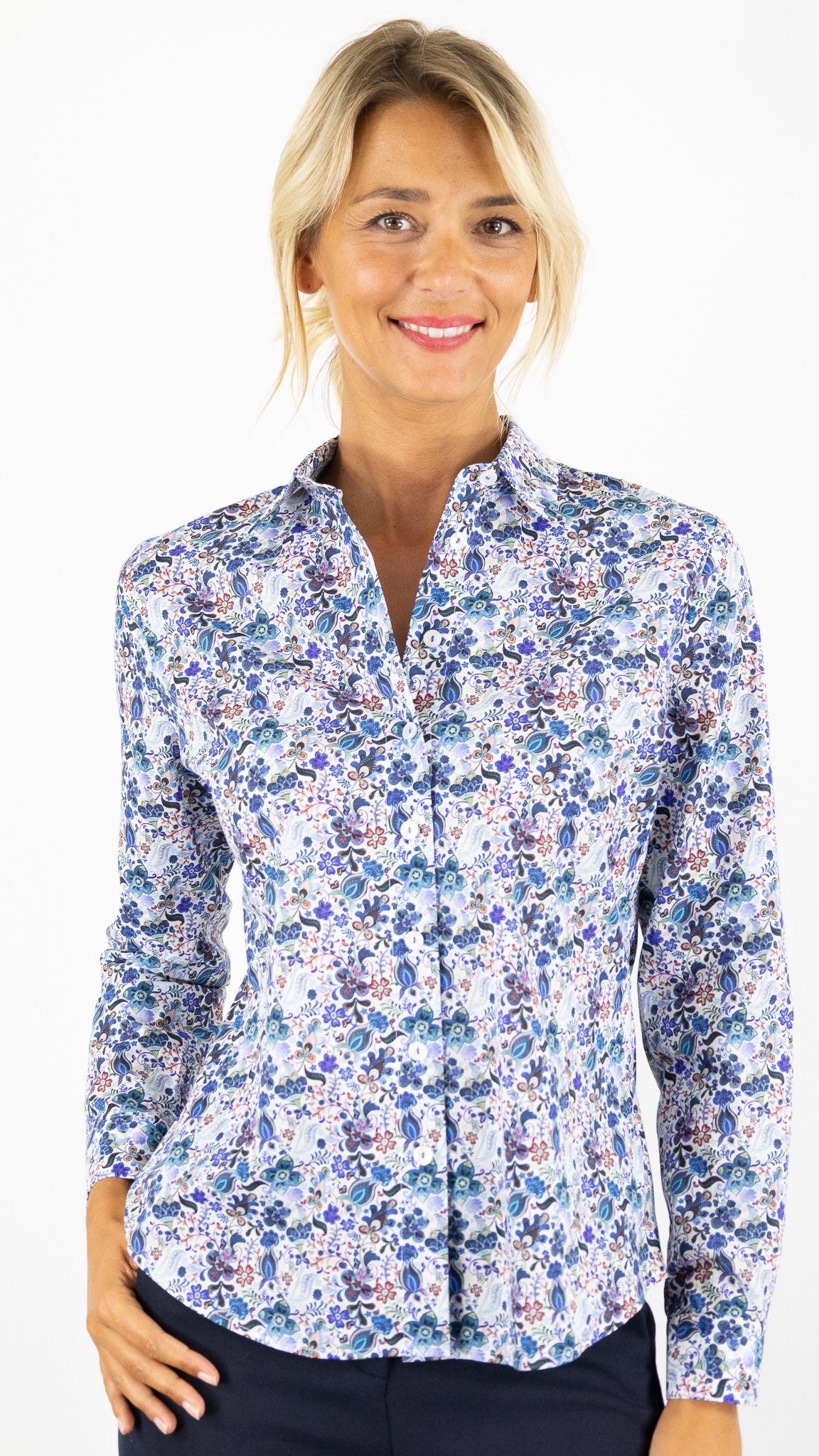 CHEMISE IMPRIME FLEURI BLEU POUR FEMME SOMMERMANN 2815/11 ANNI