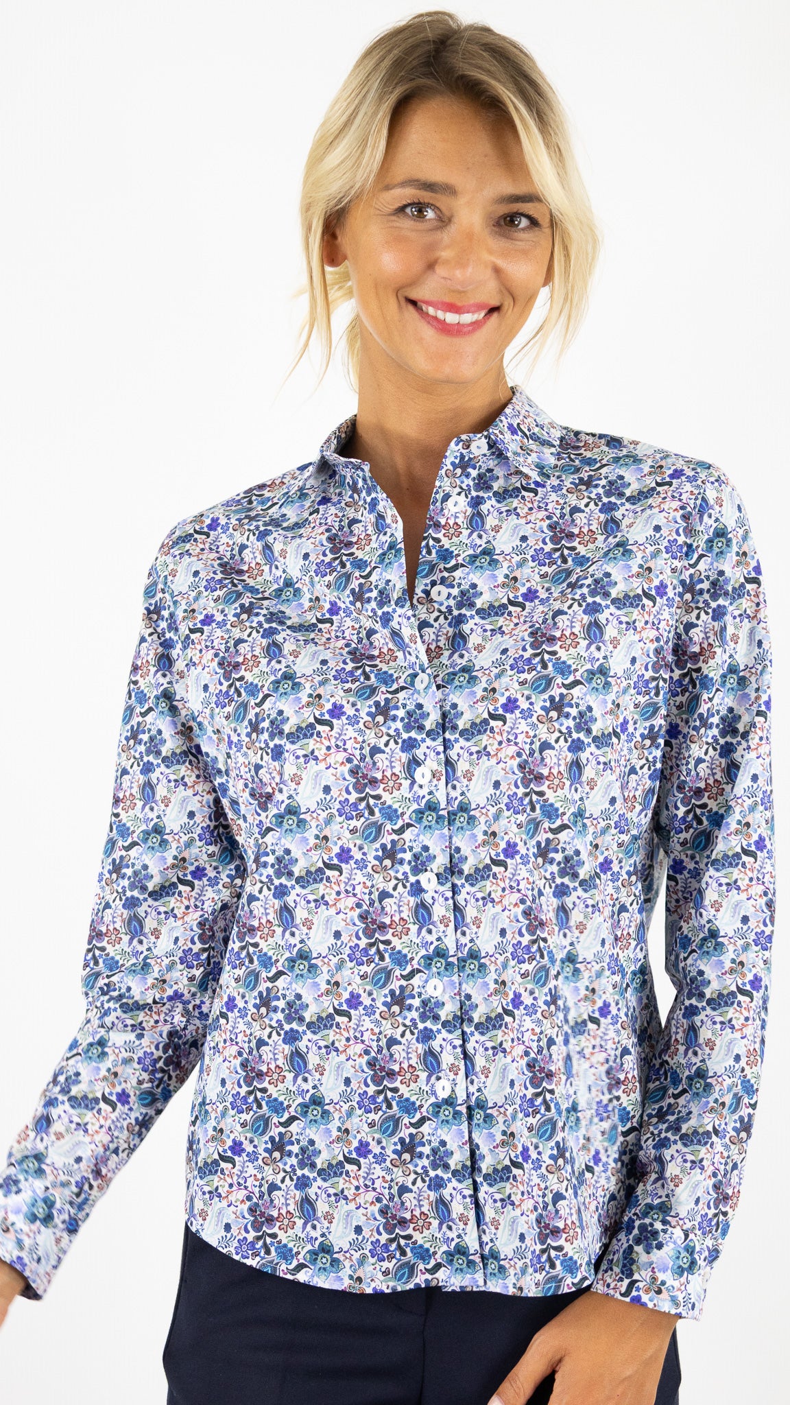 CHEMISE IMPRIME FLEURI BLEU POUR FEMME SOMMERMANN 2815/11 ANNI