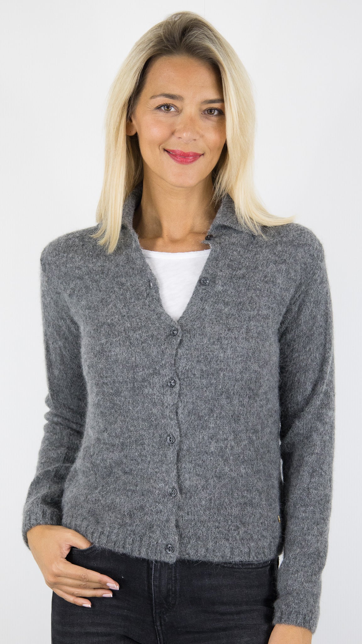 GILET COL CHEMISE ALPAGA FEMME DES PETITS HAUTS ANOUKA#COLOR_ANTHRACITE