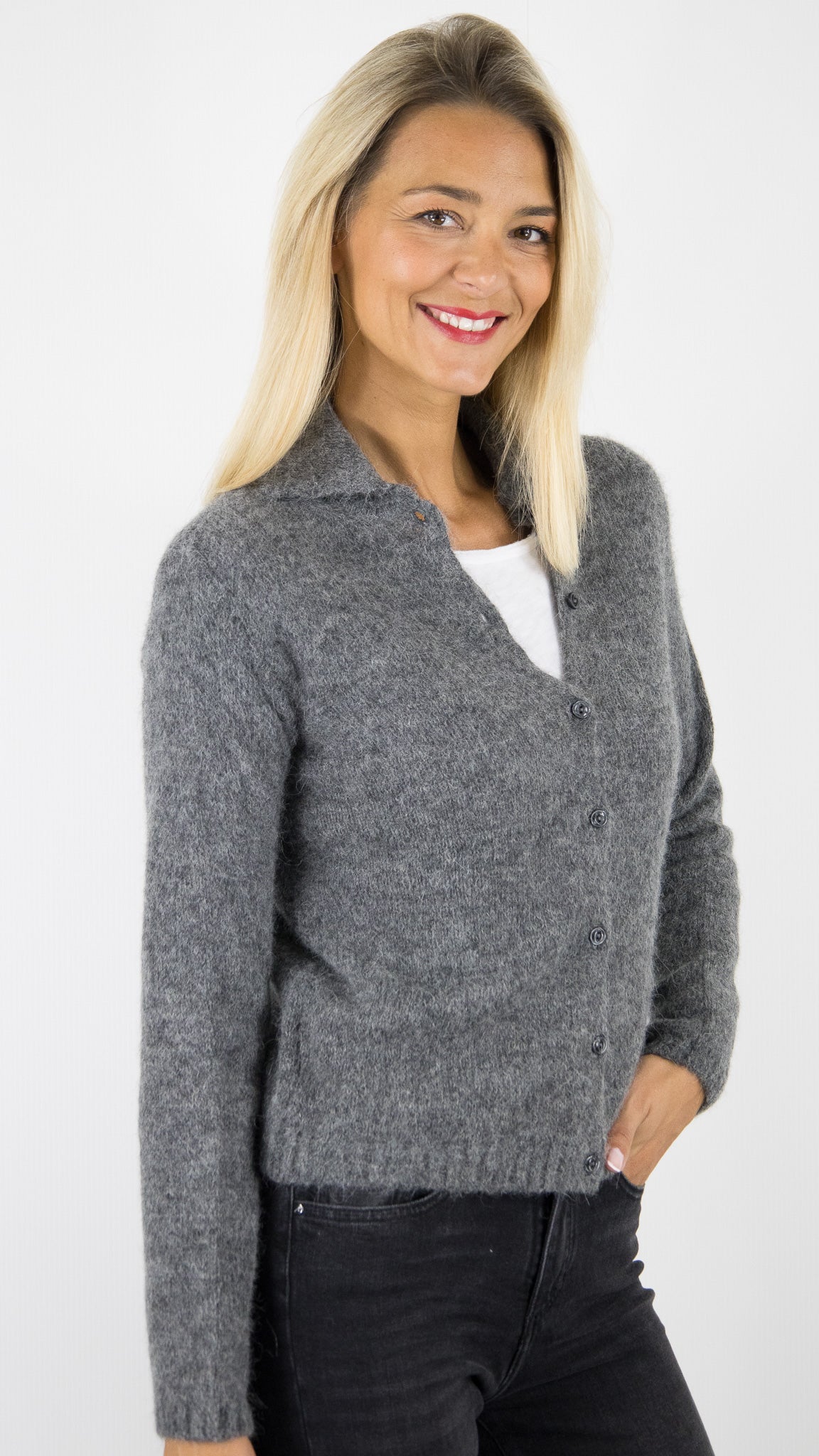 GILET COL CHEMISE ALPAGA FEMME DES PETITS HAUTS ANOUKA#COLOR_ANTHRACITE
