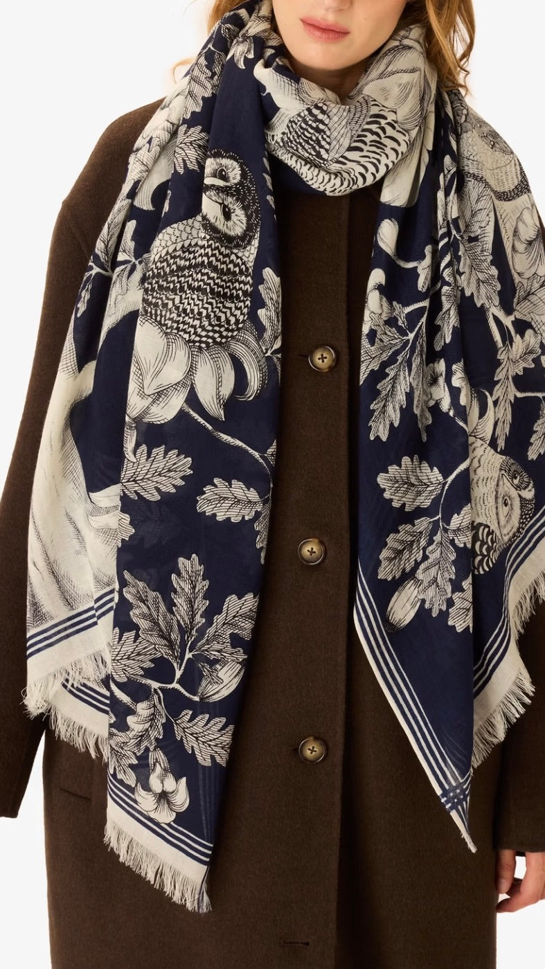 FOULARD IMPRIME ARCHIMEDE INOUI EDITION BLEU MARINE 