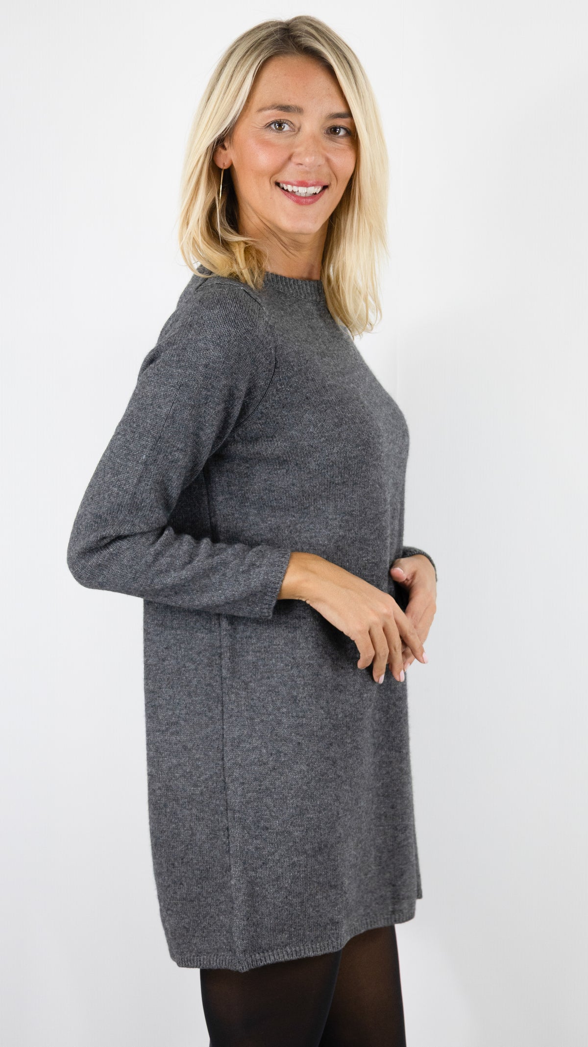 ROBE DROITE AVEC ZIP AU DOS EN LAINE GRIS CHINE BA&SH ATESS