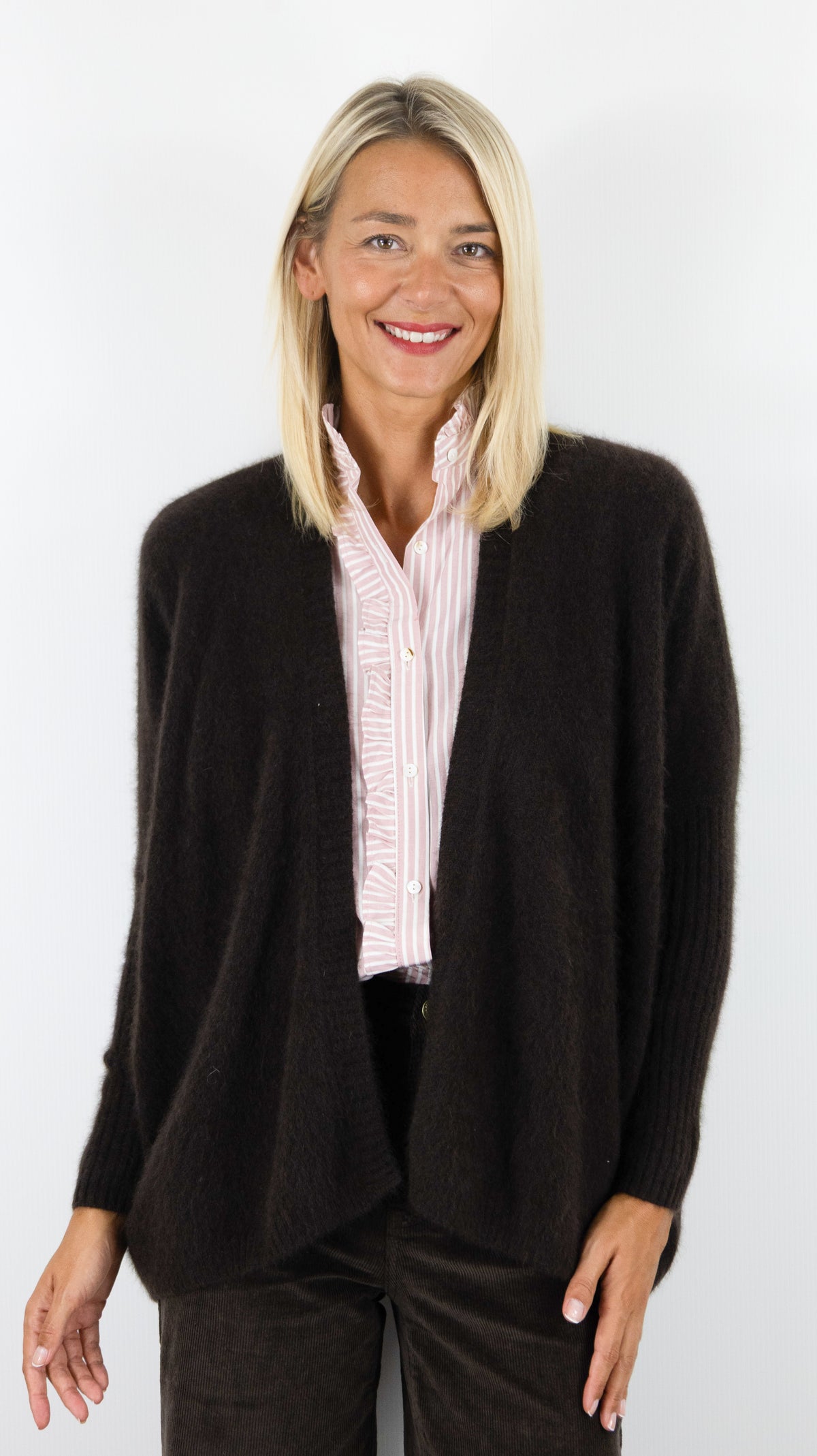 GILET STYLE PONCHO EN RACCOON MARRON CHOCO POUR FEMME ESTHEME CKH4064R-1