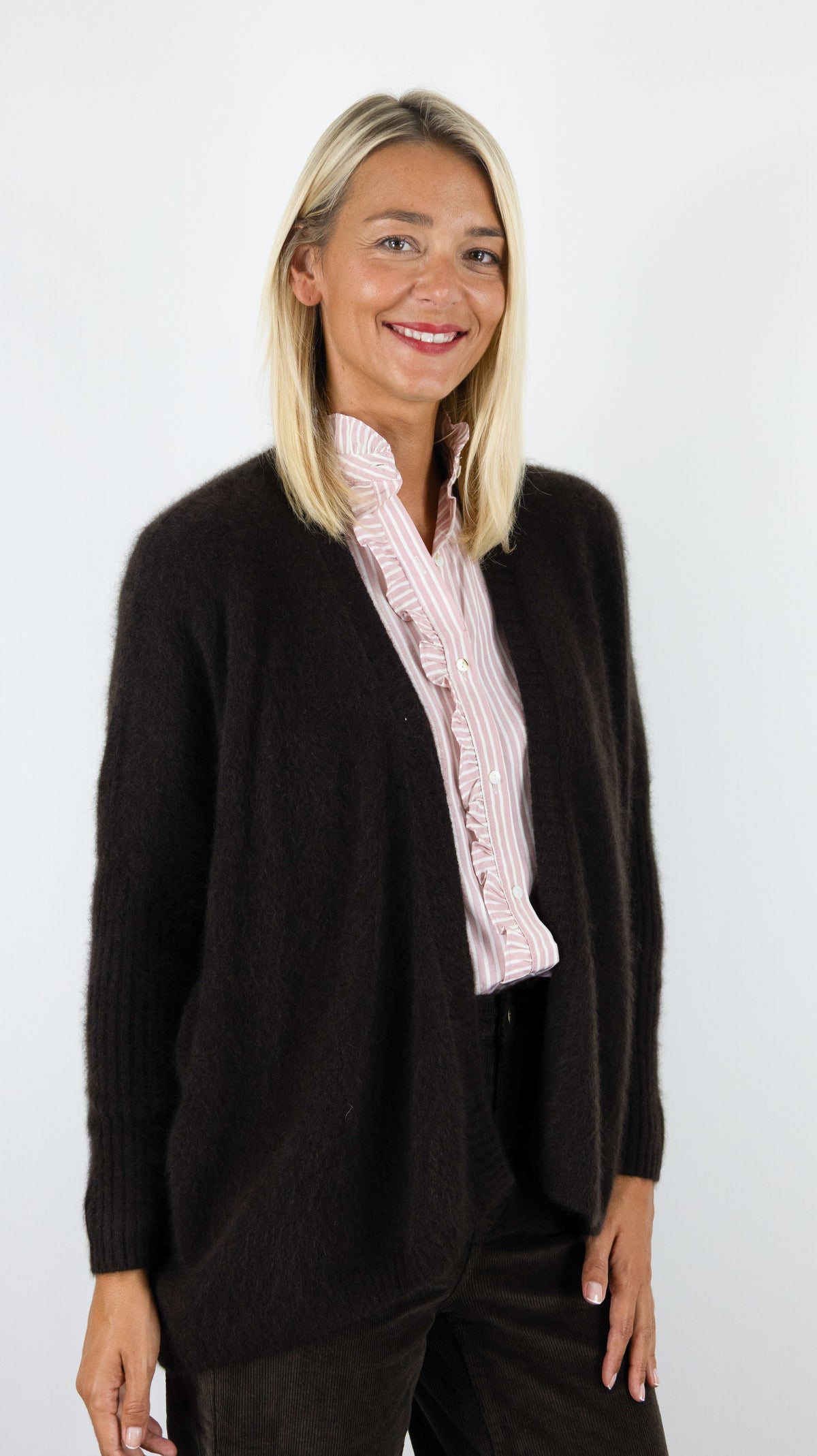 GILET STYLE PONCHO EN RACCOON MARRON CHOCO POUR FEMME ESTHEME CKH4064R-1