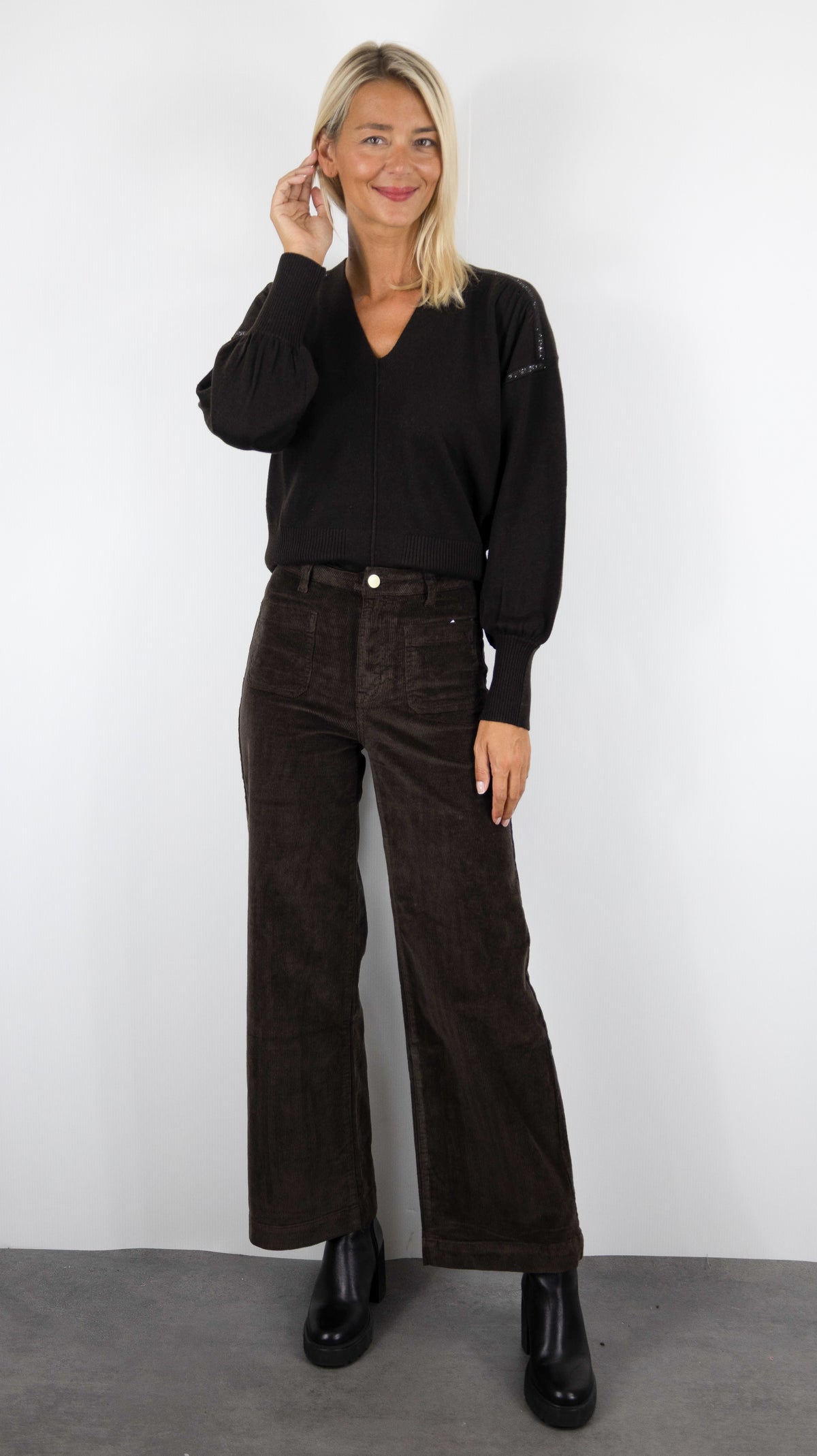 PANTALON LARGE EN VELOURS COTELE POUR FEMME LA PETITE ETOILE ATLANTY#COLOR_16/MARRON