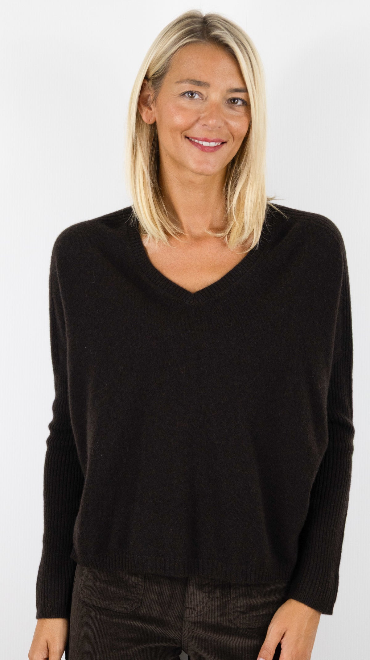 PULL COL V AMPLE EN CACHEMIRE ESTHEME HJQ269C#COLOR_55209/AMERICANO CHOCO