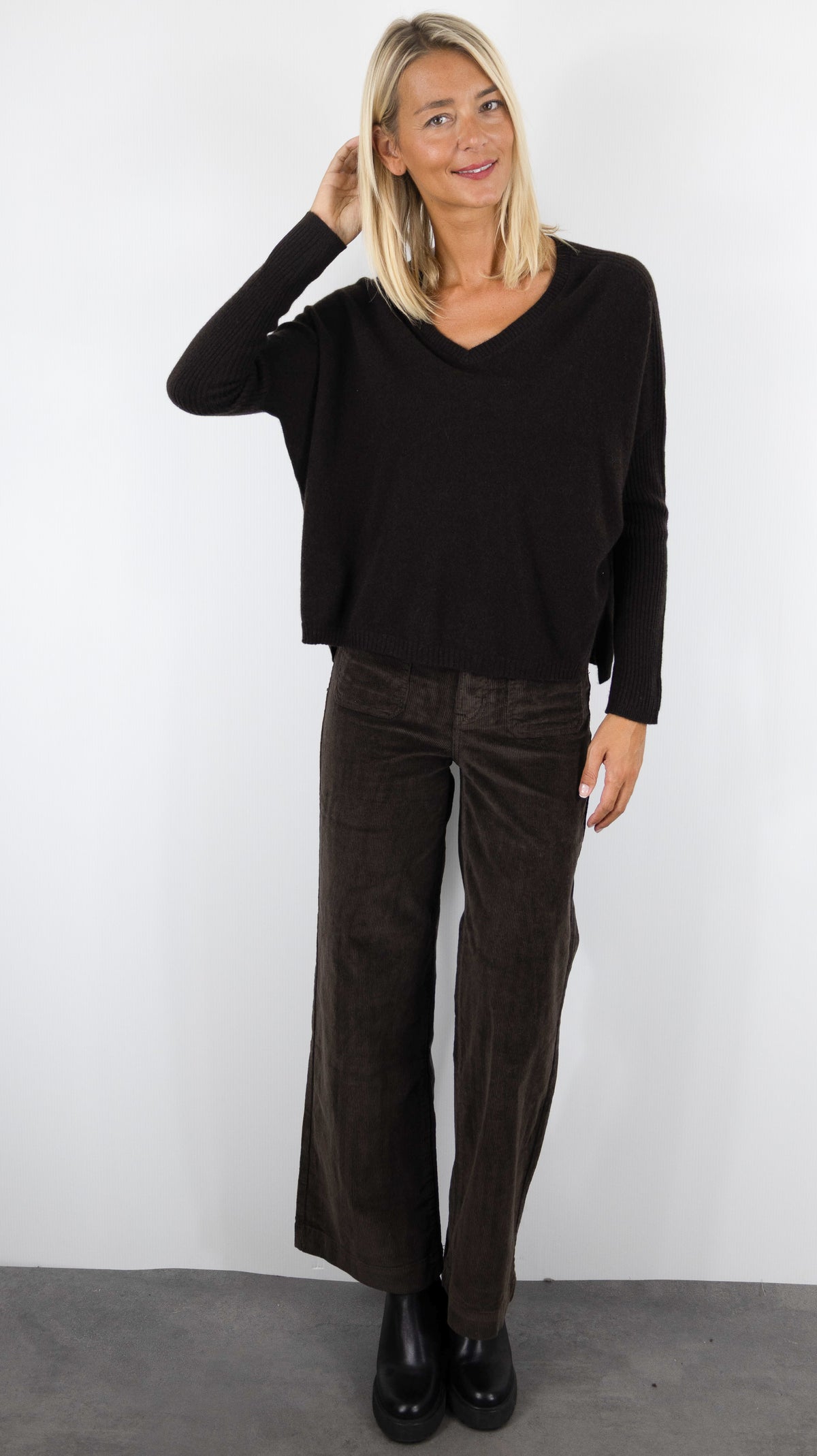 PULL COL V AMPLE EN CACHEMIRE ESTHEME HJQ269C#COLOR_55209/AMERICANO CHOCO