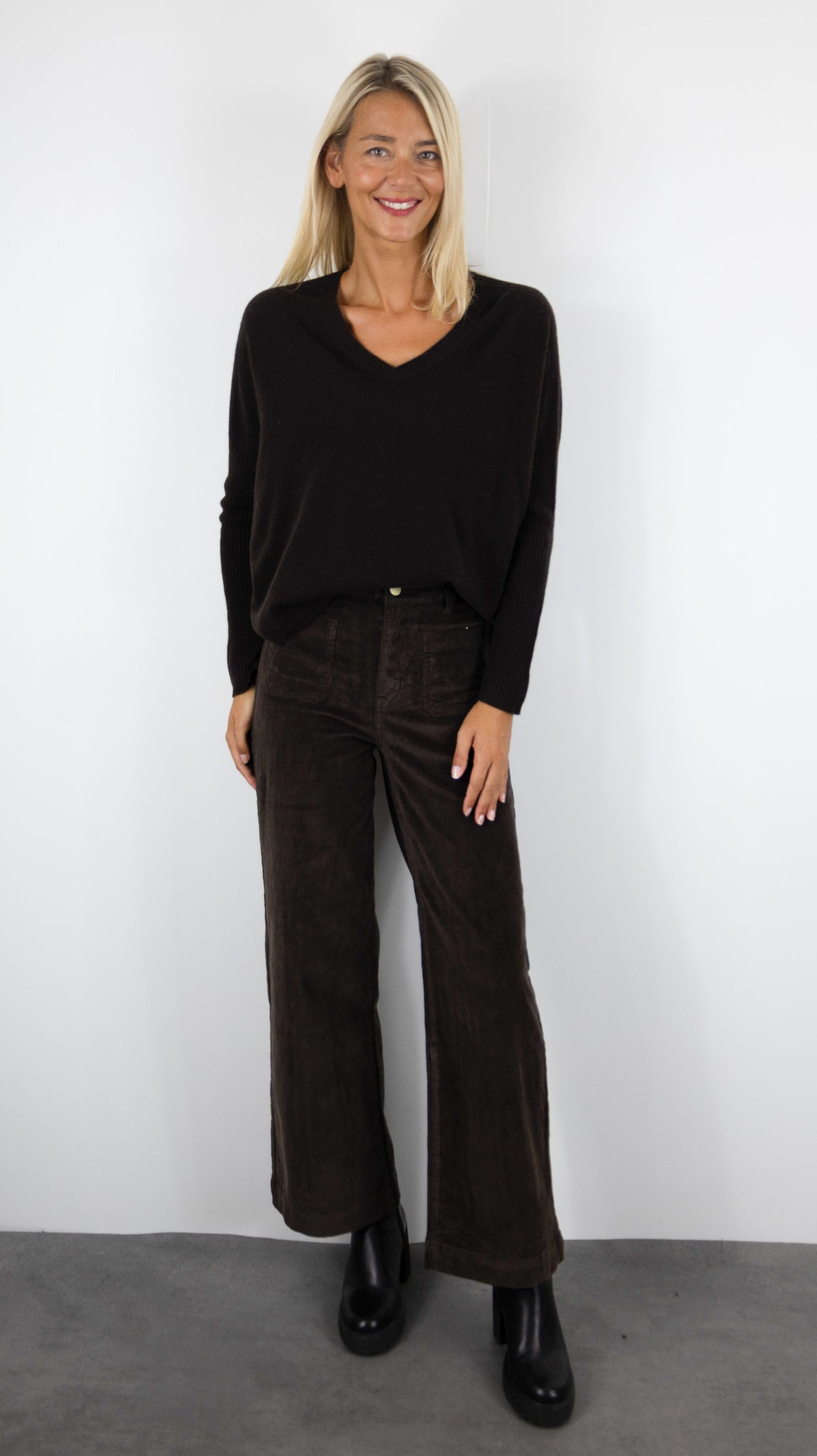 PULL COL V AMPLE EN CACHEMIRE ESTHEME HJQ269C#COLOR_55209/AMERICANO CHOCO
