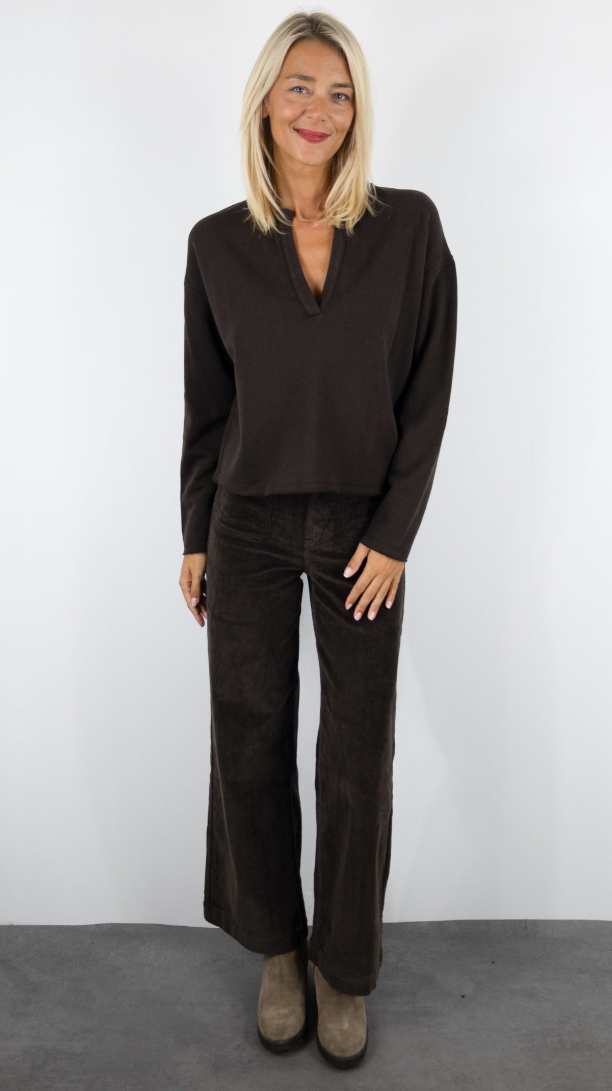 SWEAT COL TUNISIEN EN COTON POUR FEMME HARTFORD TULKOU#COLOR_04/CHOCO