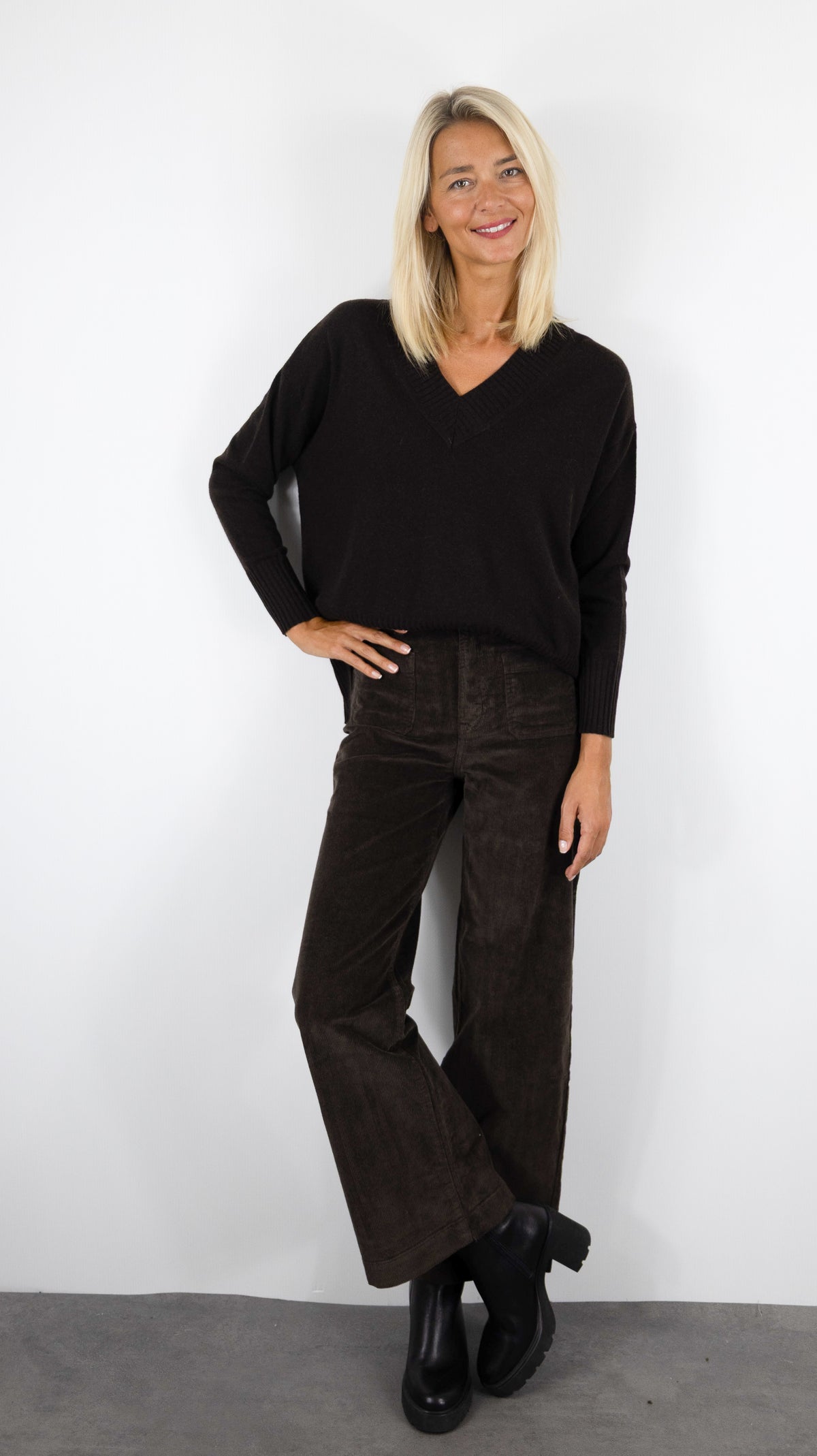 PULL COL V AMPLE POUR FEMME ESTHEME CKH715C#COLOR_55029/CHOCO