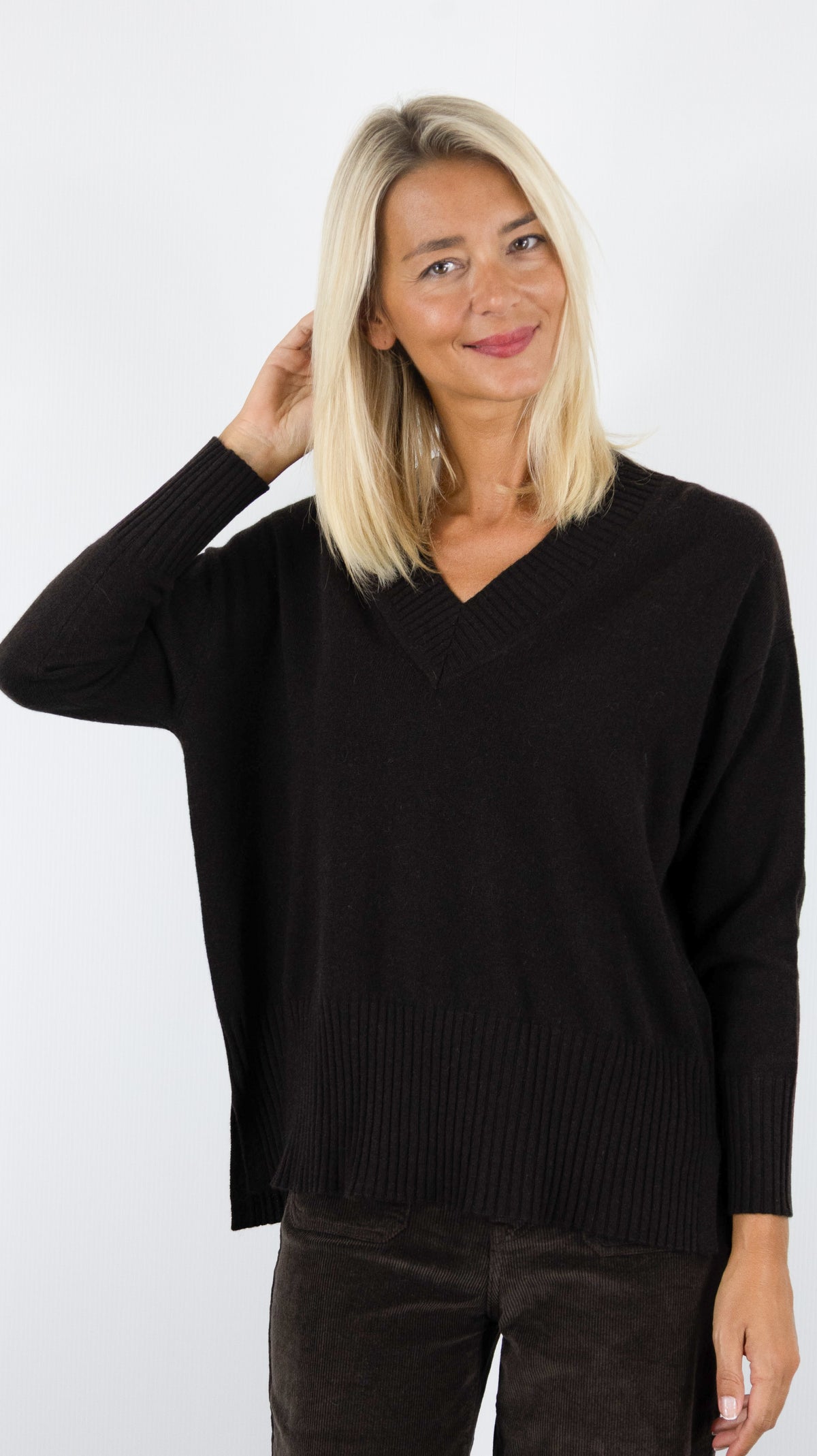 PULL COL V AMPLE POUR FEMME ESTHEME CKH715C#COLOR_55029/CHOCO