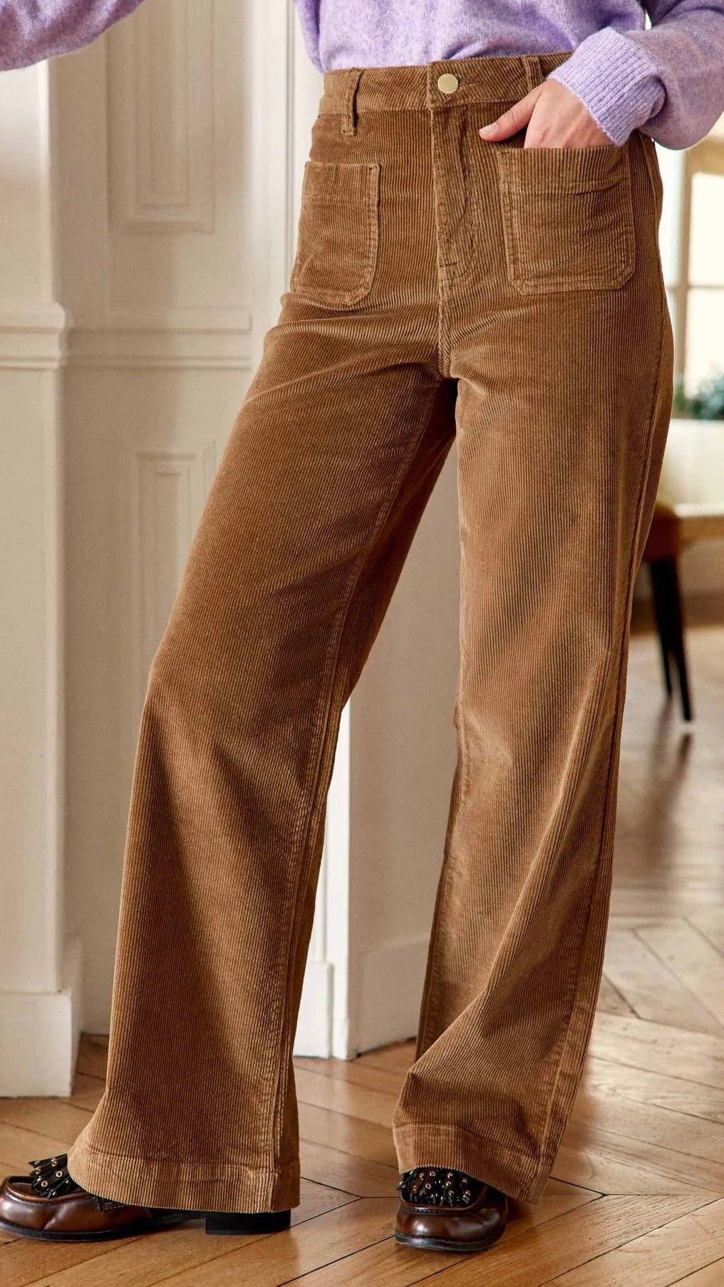 PANTALON LARGE EN VELOURS COTELE LA PETITE ETOILE ATLANTY#COLOR_CAMEL