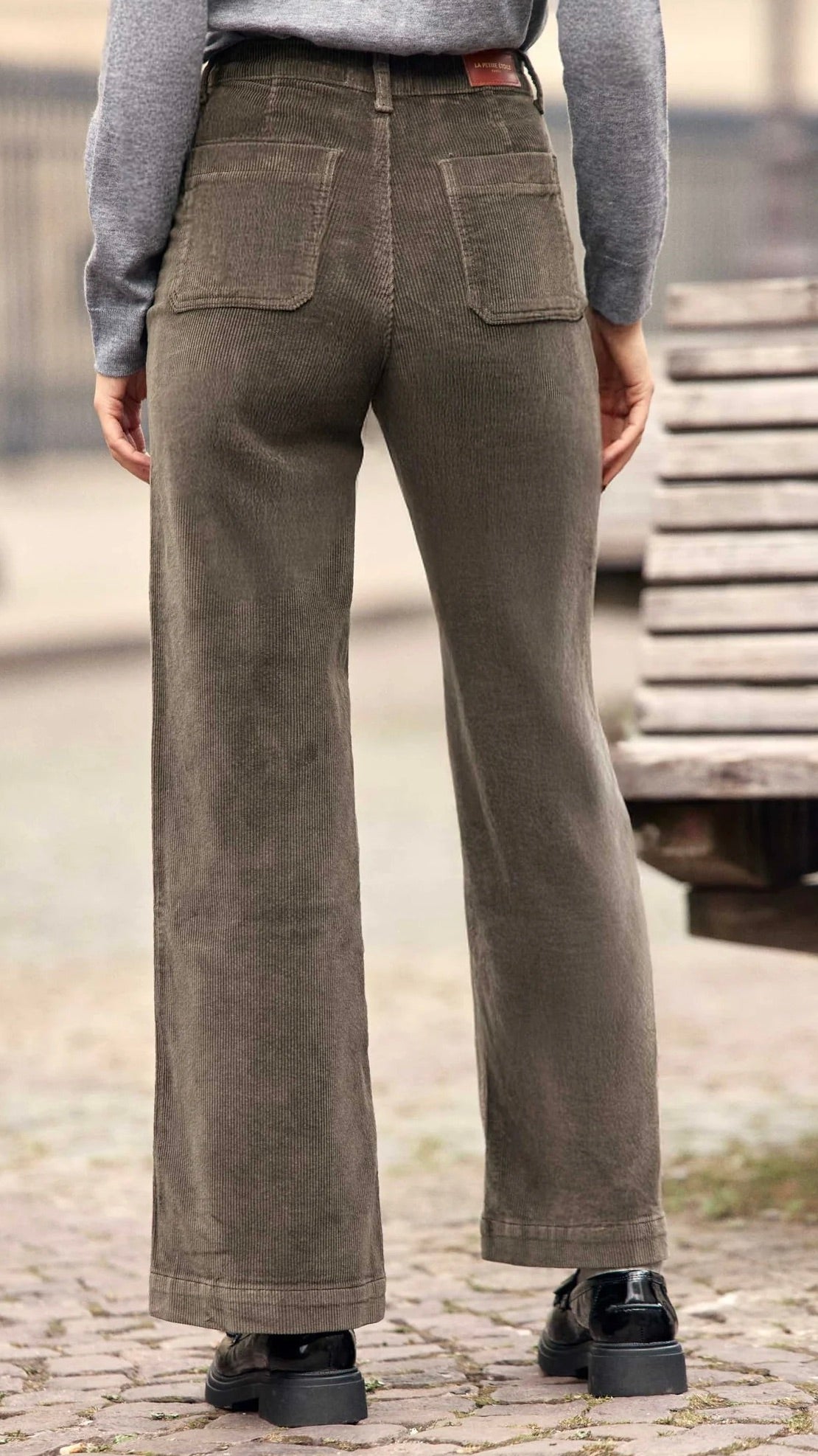 PANTALON LARGE EN VELOURS COTELE LA PETITE ETOILE ATLANTY#COLOR_KAKI