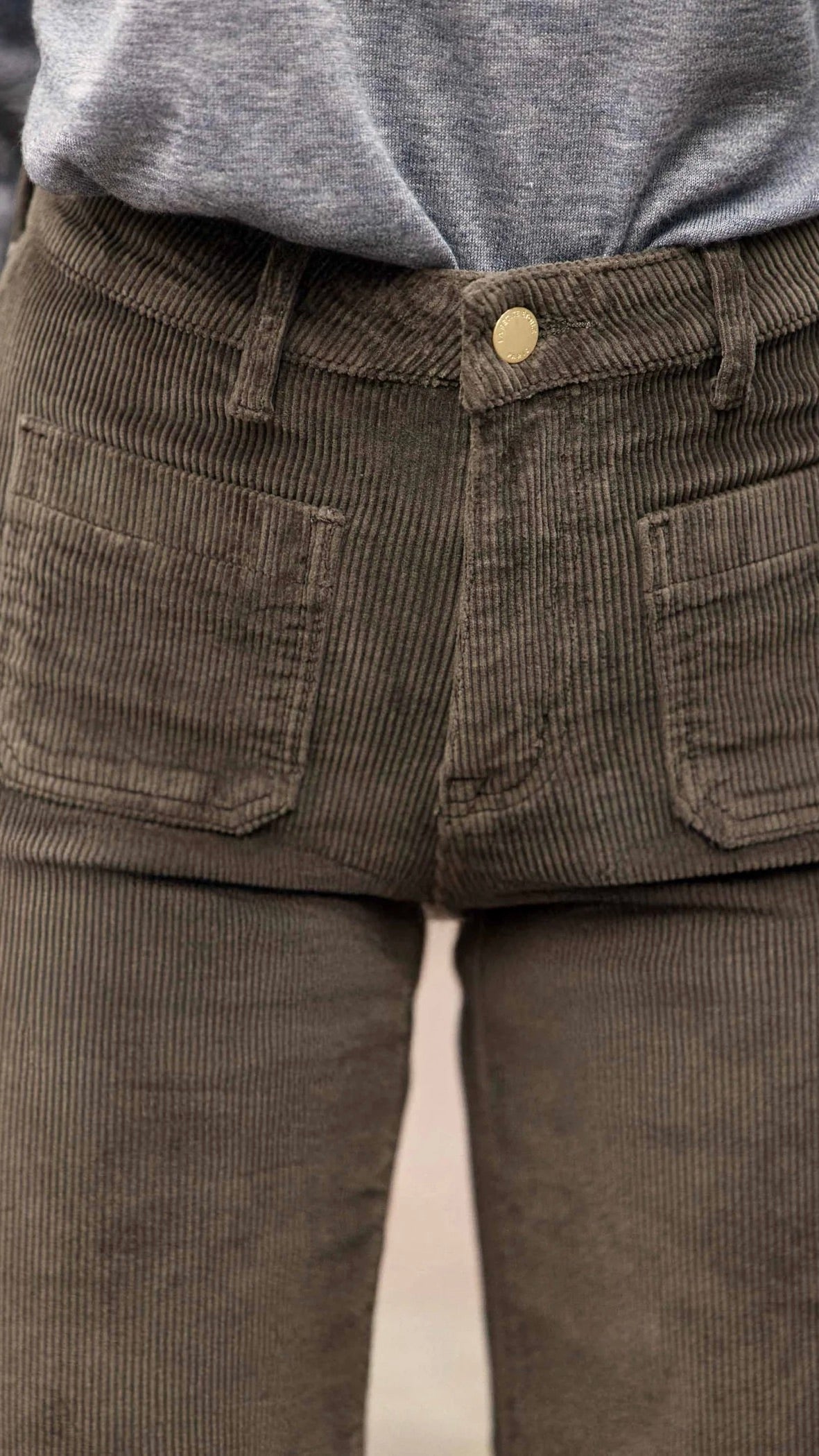 PANTALON LARGE EN VELOURS COTELE LA PETITE ETOILE ATLANTY#COLOR_KAKI